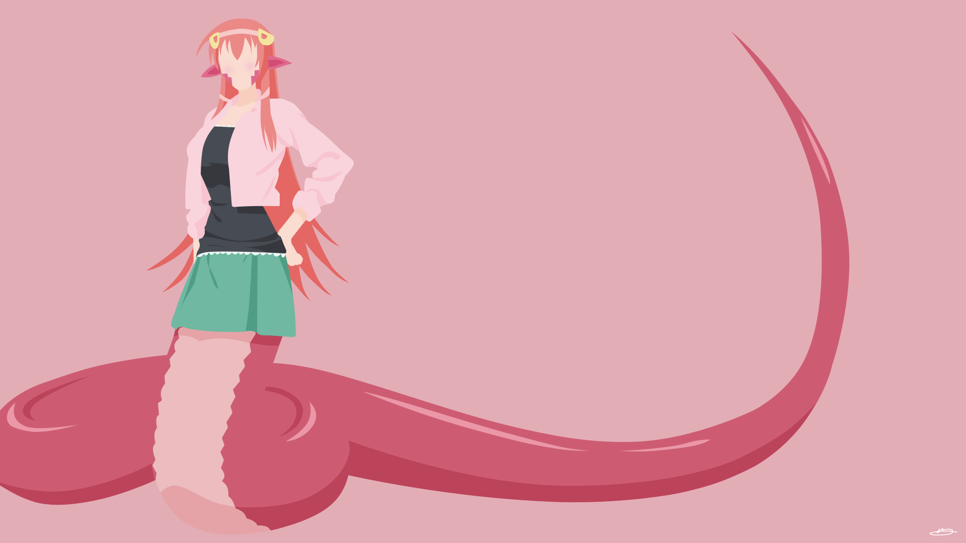 Miia Monster Musume Monster Musume Everyday Life With Monster Girls Minimalist Anime Tail Skirt Red  1920x1080