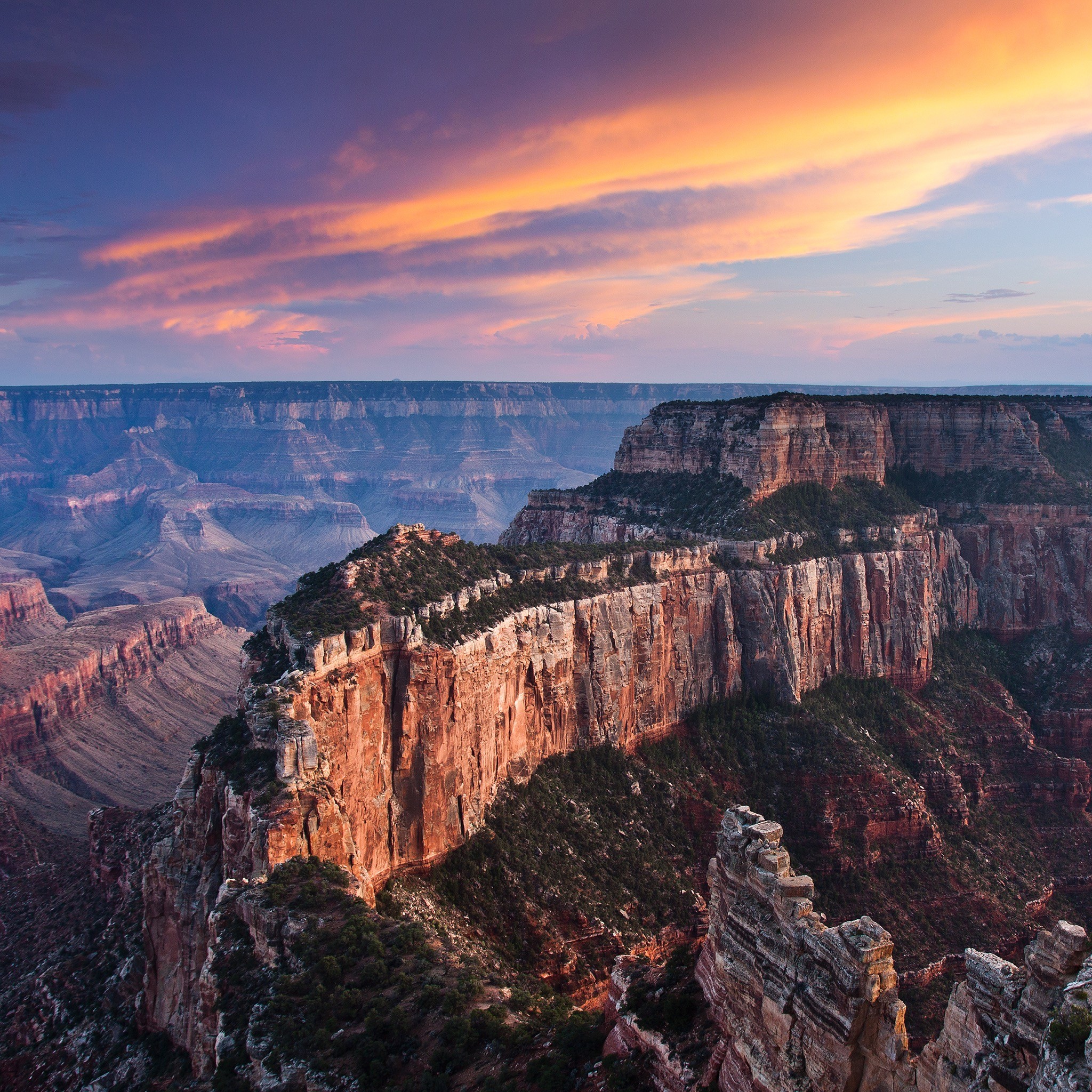 Mountains Landscape Canyon Grand Canyon National Park Orange Sky 2048x2048