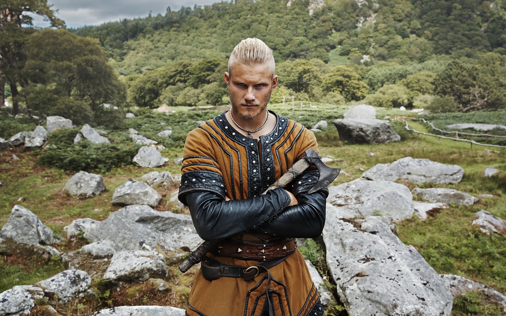 Men TV Vikings TV Series Axes Blonde Actor Traditional Clothing 1920x1200