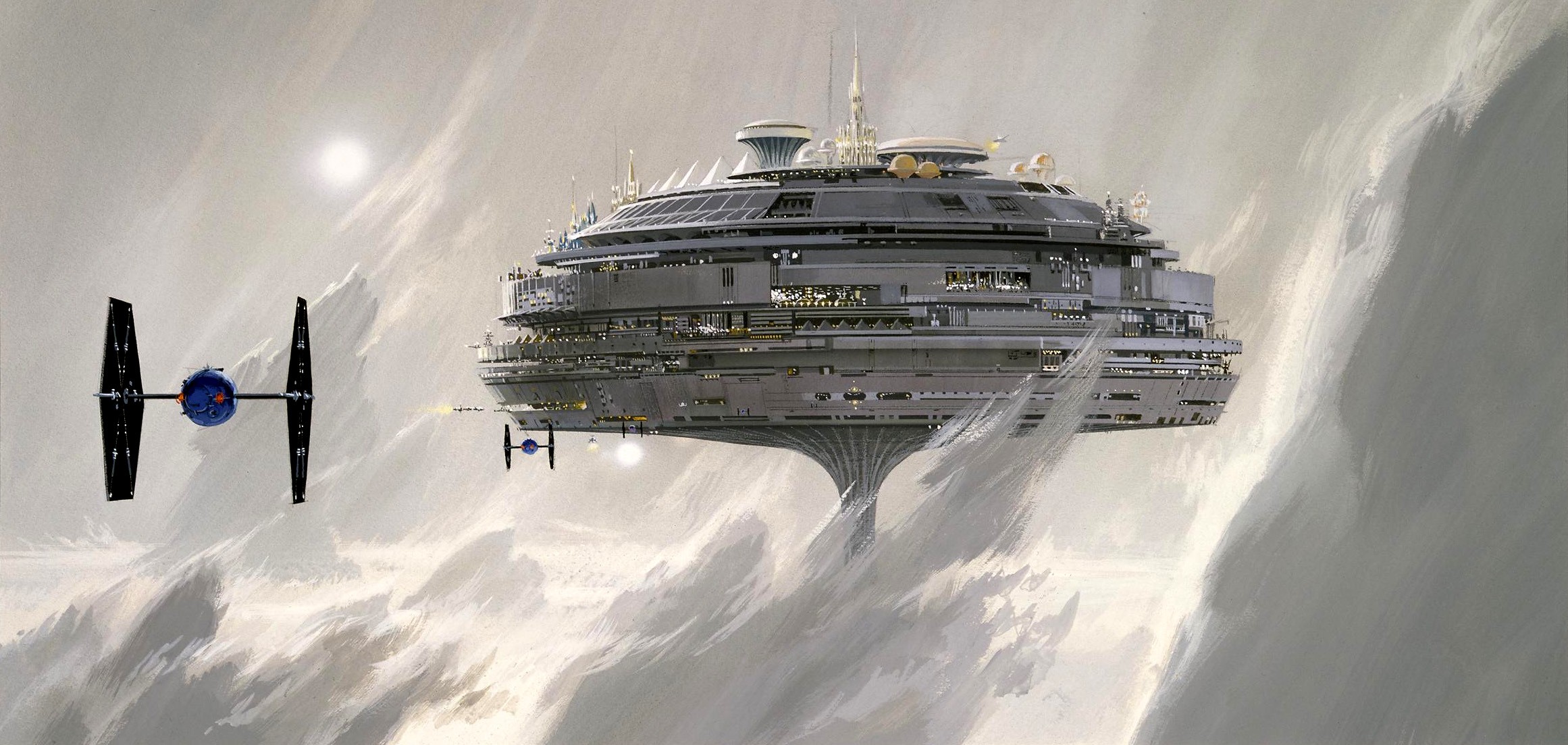 Star Wars Artwork Concept Art Cloud City Science Fiction Bespin Futuristic 2322x1103