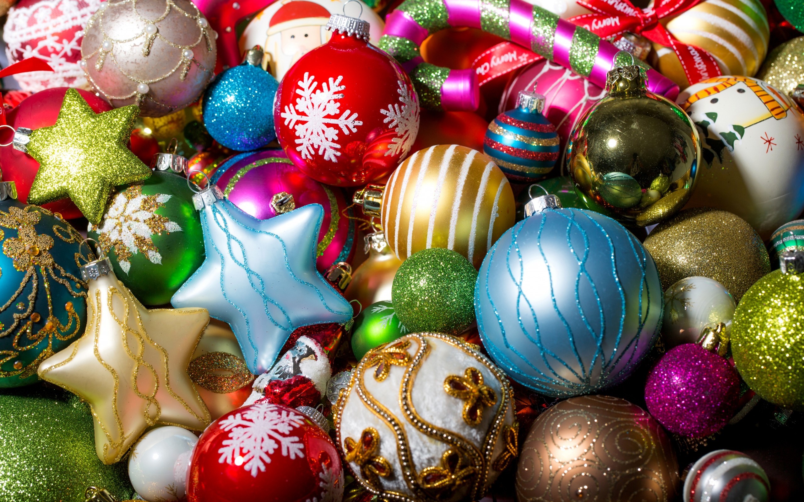 New Year Snow Christmas Ornaments Decorations 2560x1600