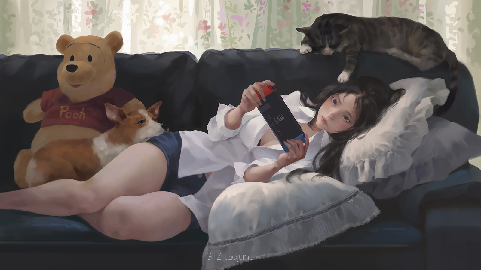 Anime Anime Girls Digital Art Artwork 2D Portrait Taejune Kim Nintendo Switch 1600x900