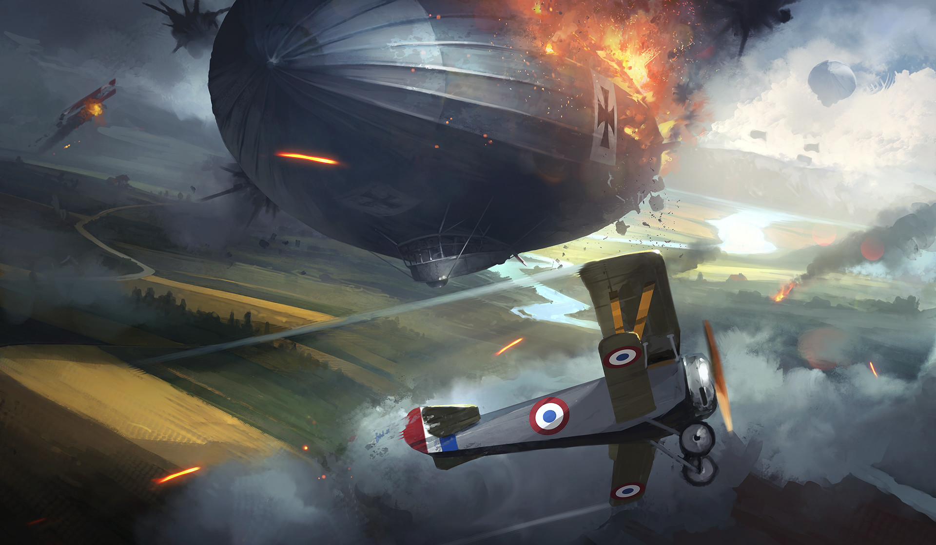 Artwork Digital Art Airplane Aircraft War Zeppelin Battlefield 1 1920x1119