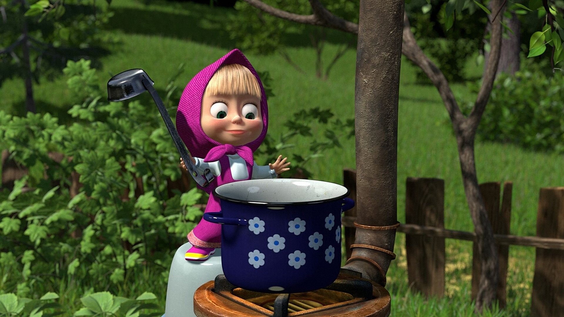 Masha And The Bear Porridge Ladle Garden 1920x1080