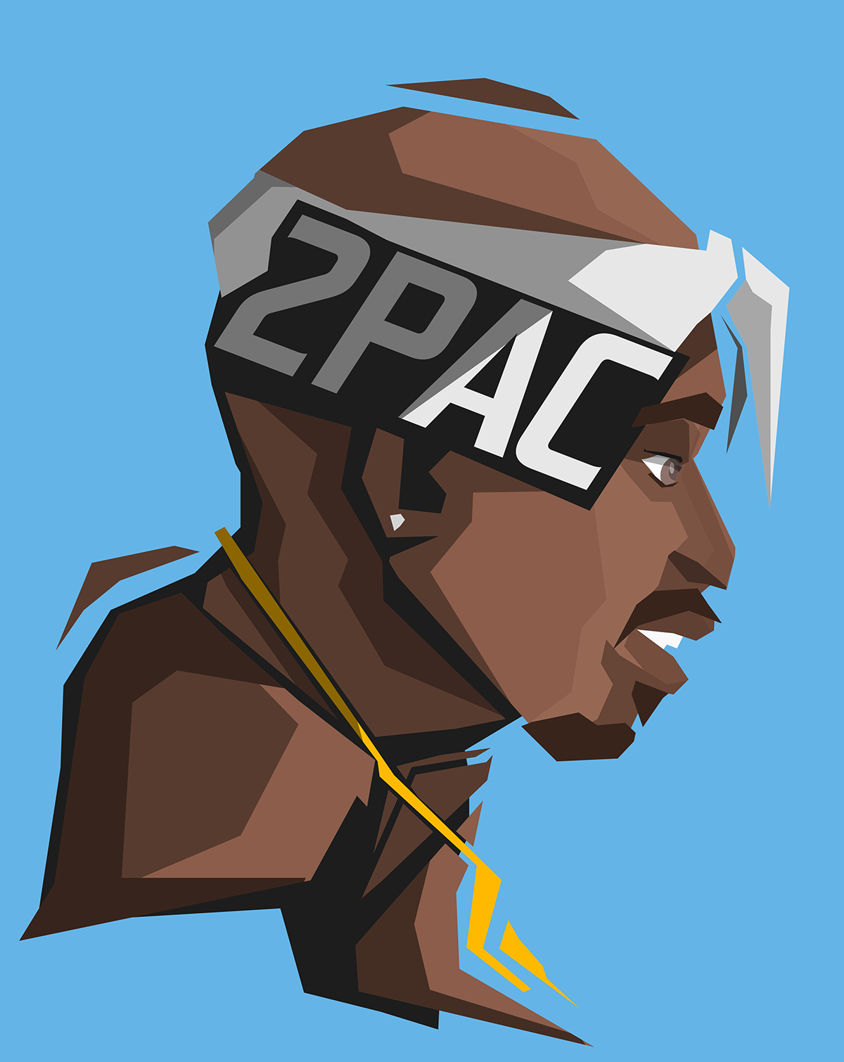 2Pac Painting Men Blue Background Face 1200x1510