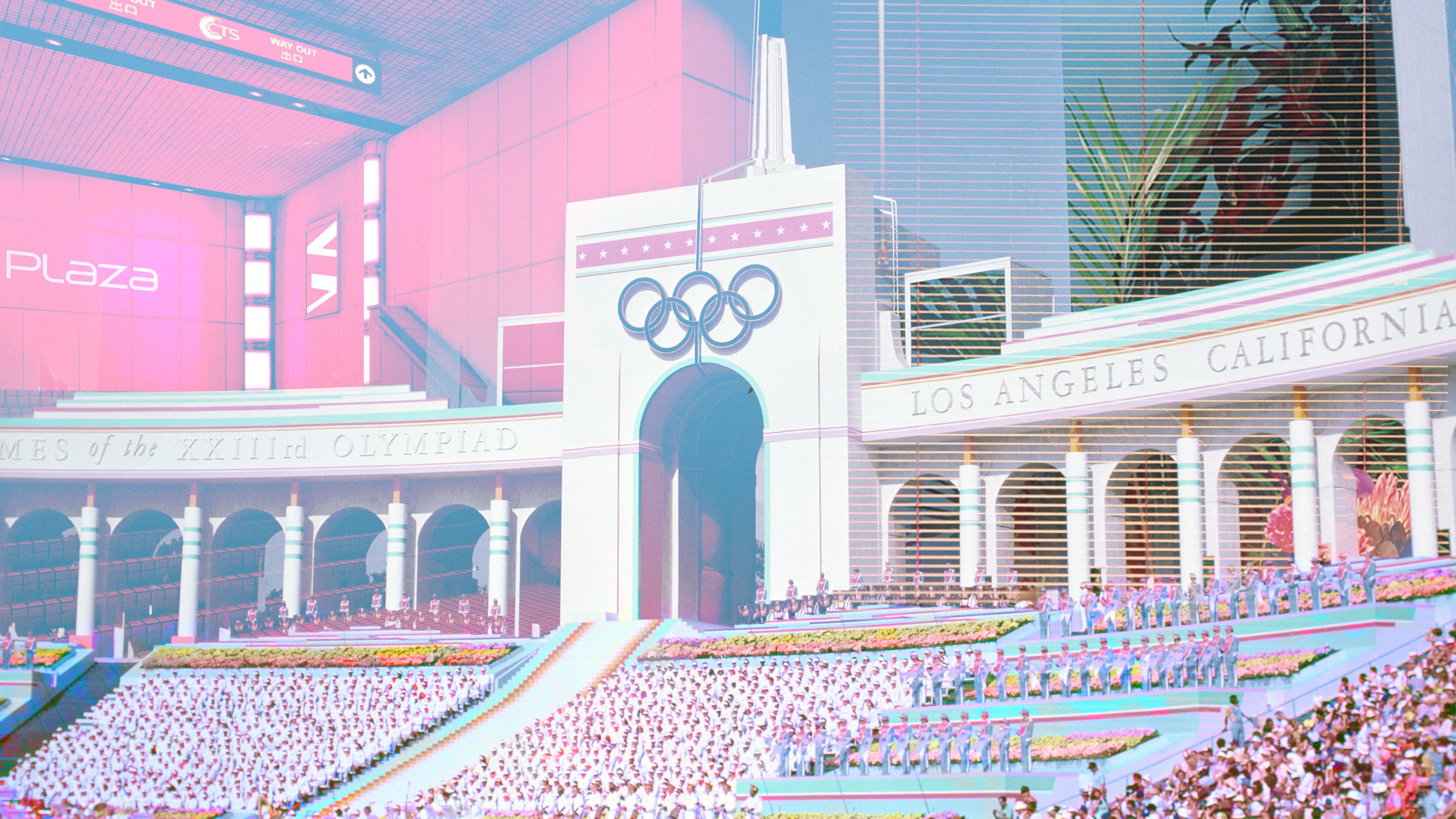 Olympics Pink 1984 Los Angeles Futuristic Vaporwave 2880x1620