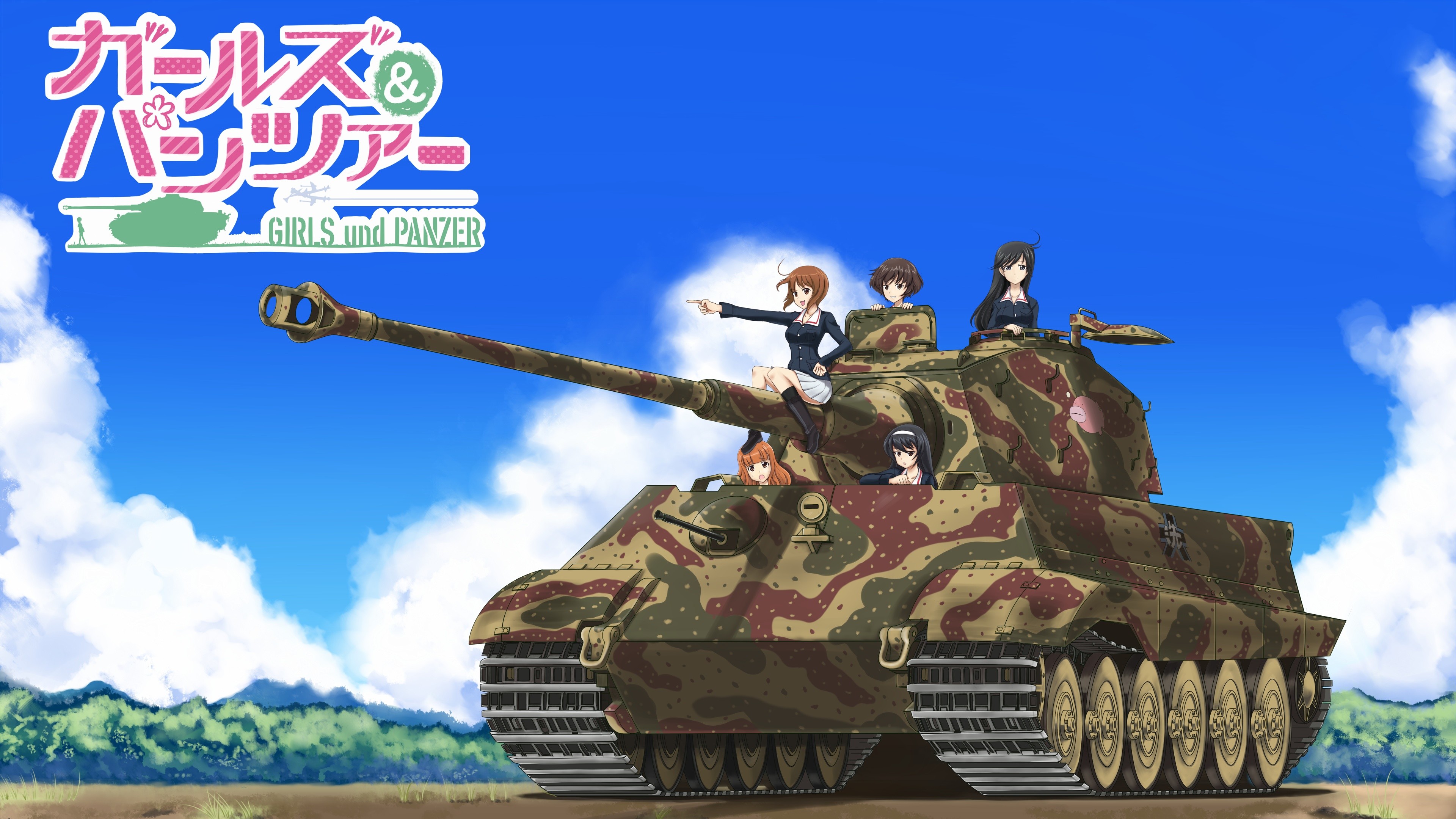 Girls Und Panzer Tiger Ii Anime Girls Anime Tank Akiyama Yukari Isuzu Hana Nishizumi Miho Reizei Mak 3840x2160