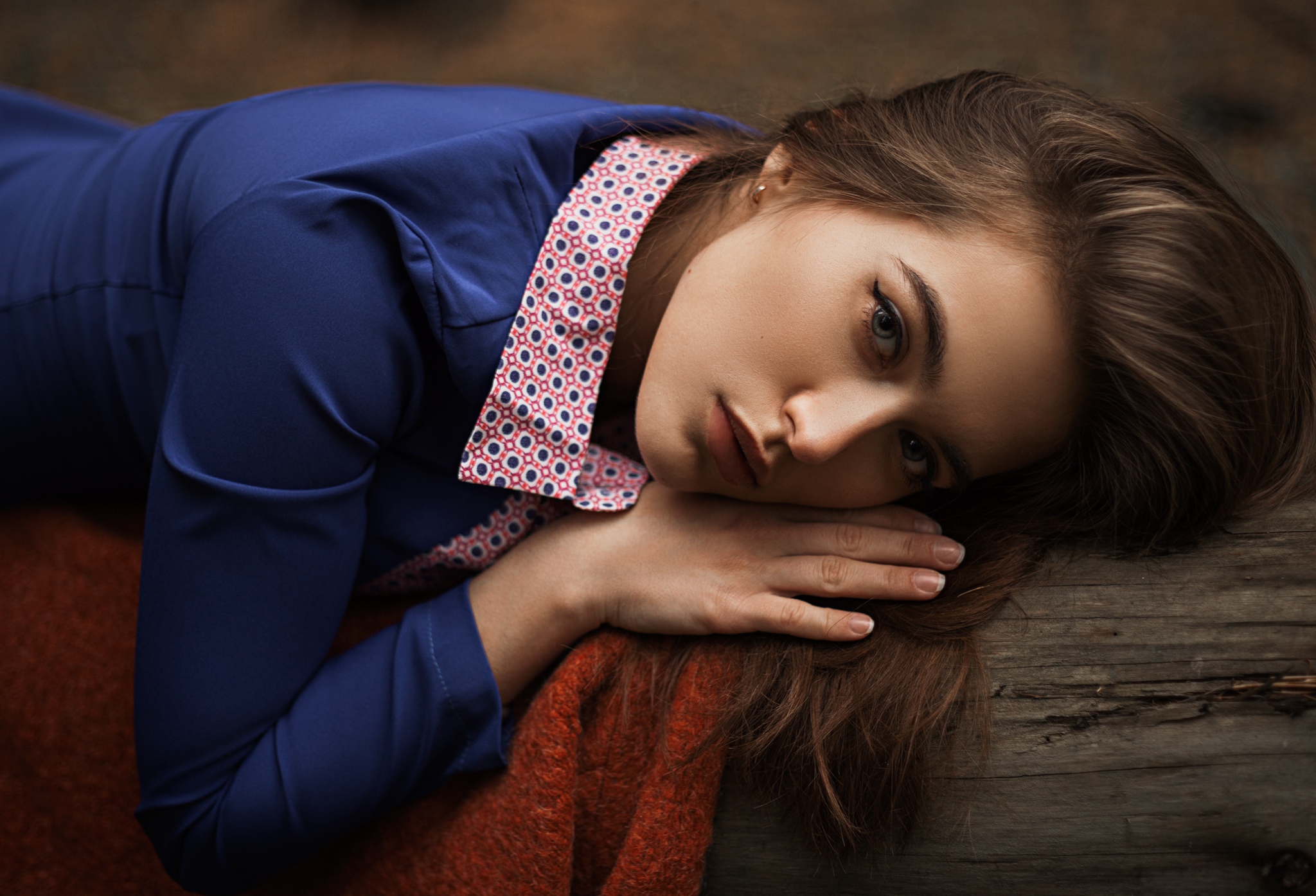 Ilya Baranov Women Model Portrait Outdoors Looking At Viewer Brunette Dress Depth Of Field Log Gray  2048x1395