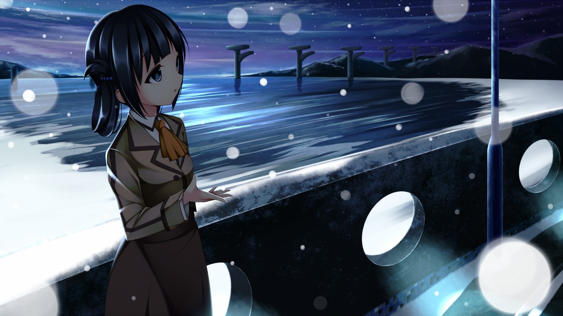 Nagi No Asukara Shiodome Miuna Open Mouth Water Blue Eyes Brunette Long Hair 1920x1080