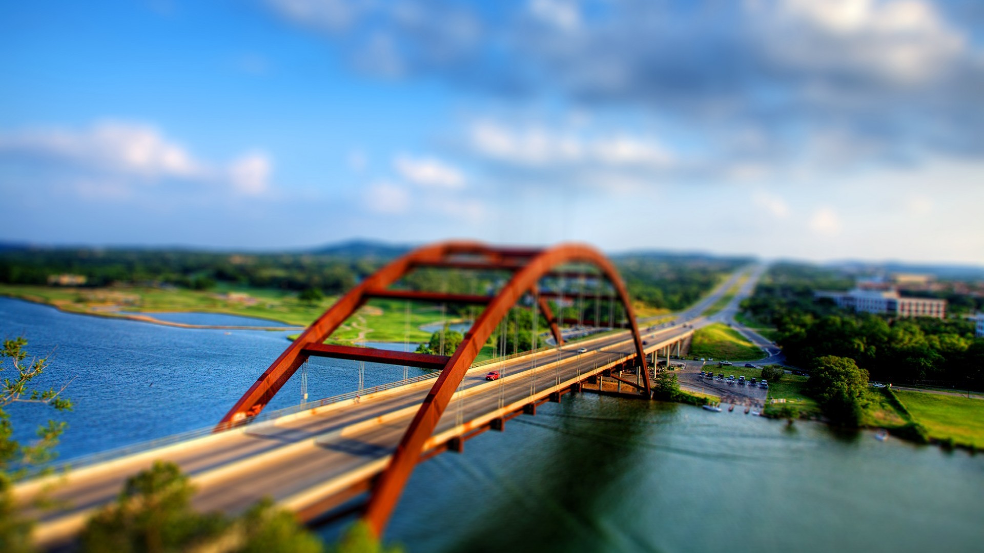 Tilt Shift River Bridge Road Austin Texas Blurred 1920x1080