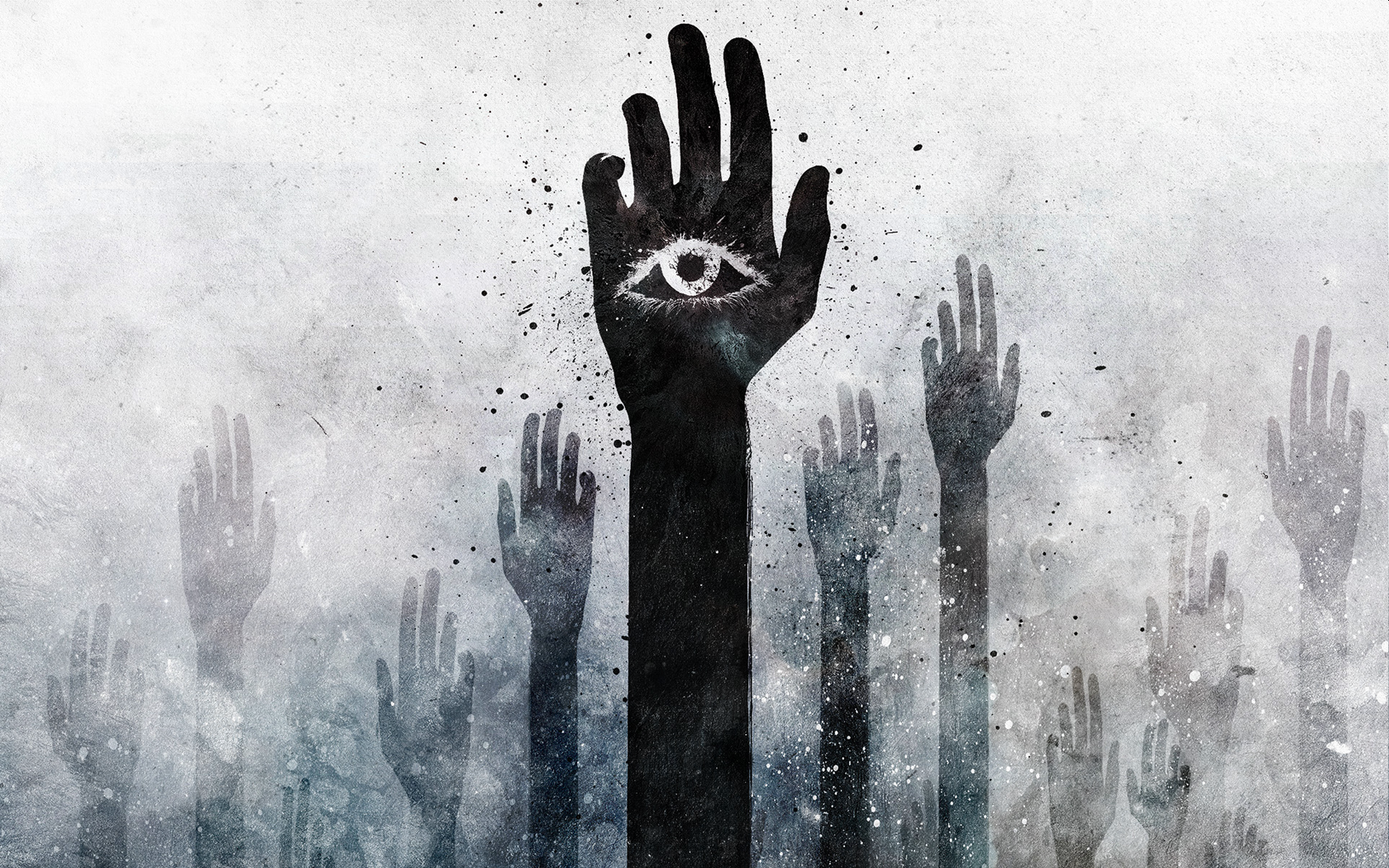 Alex Cherry Eyes Hands Grunge Artwork Monochrome 1680x1050