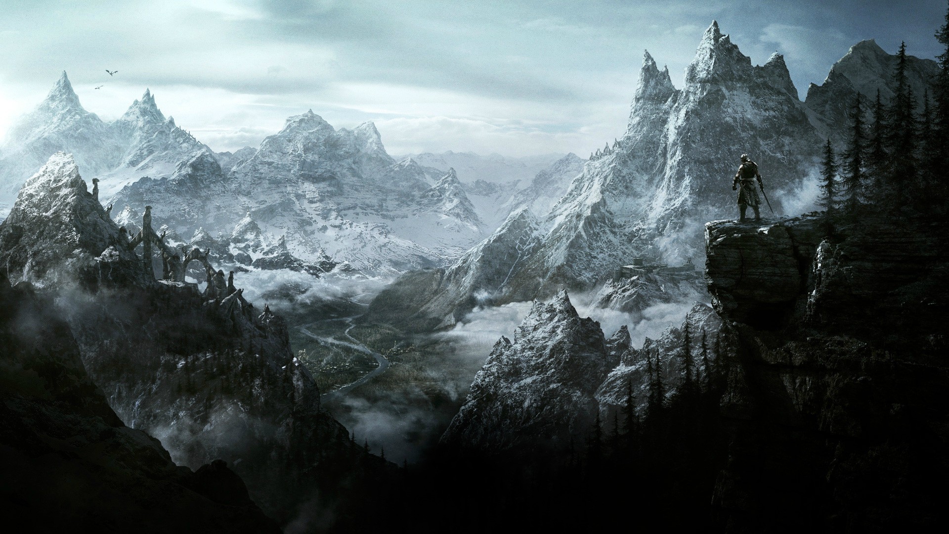 The Elder Scrolls V Skyrim Dovakhiin Mountains Tamriel The Elder Scrolls 1920x1080