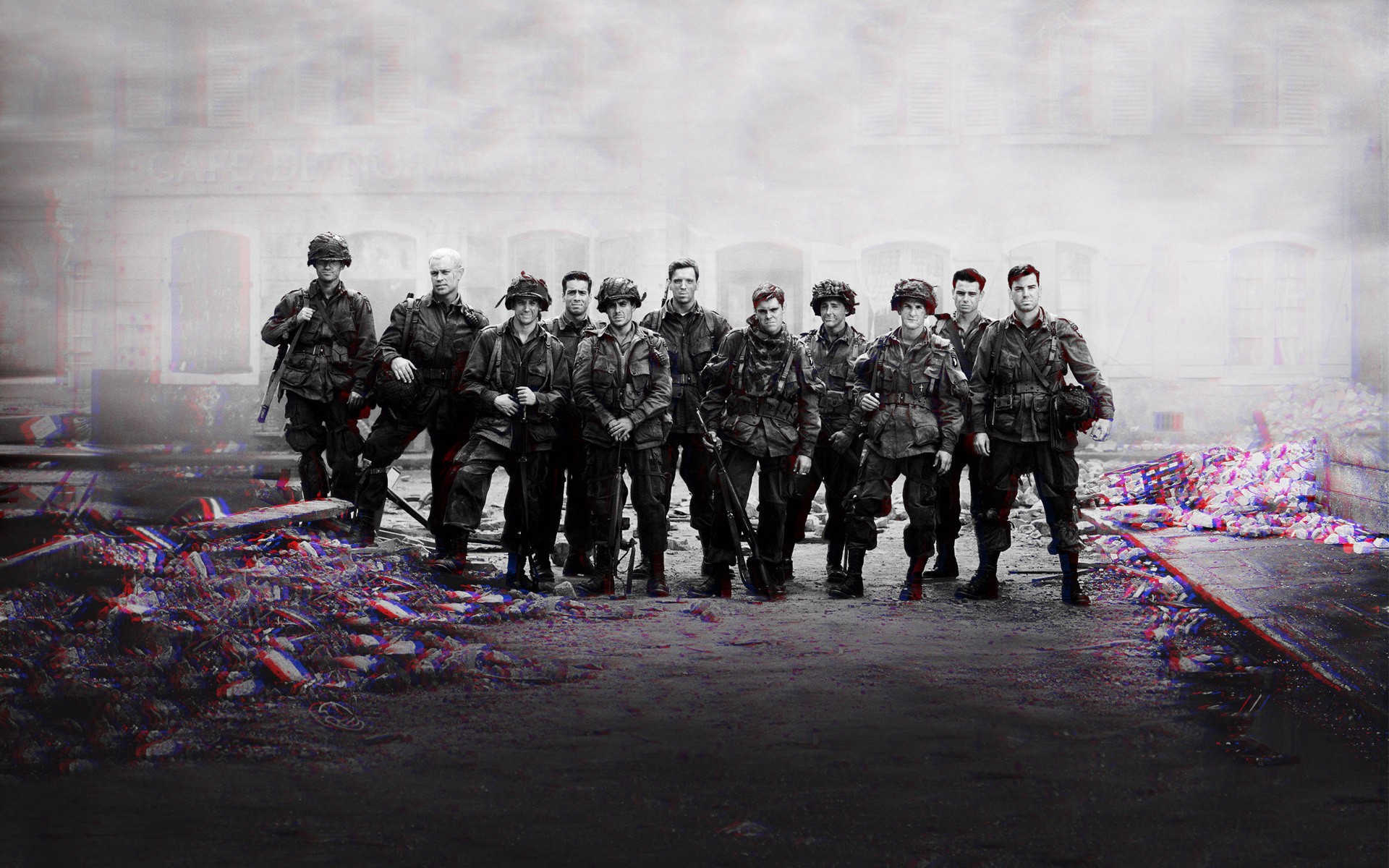 Band Of Brothers Chromatic Aberration Soldier Movie Scenes Movies 1920x1200