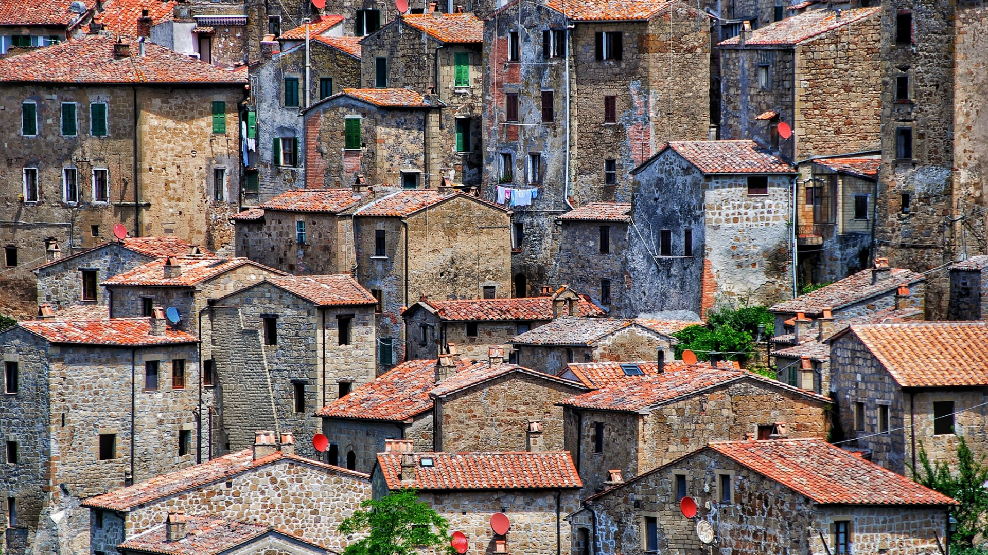 Architecture Building City Cityscape Sorano Italy Medieval House Old Building Window Rooftops Rural 1920x1080