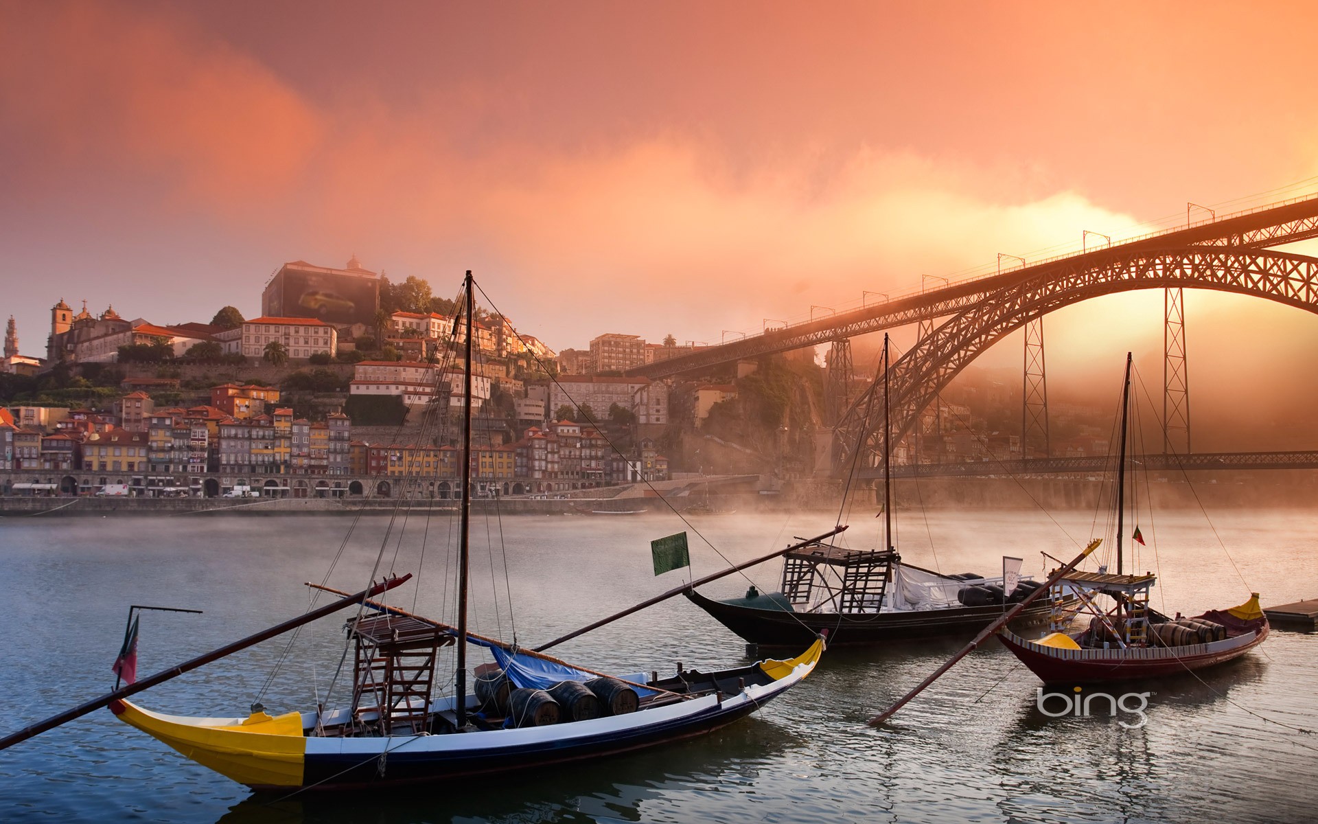 Cityscape Porto Bridge Boat City River Without People 1920x1200