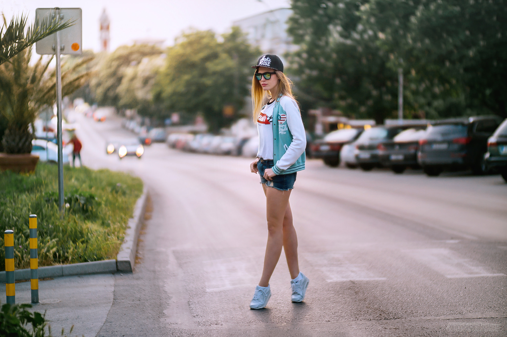 Women Blonde Sunglasses Simeon Kolev Baseball Caps Letterman Jacket Sneakers Women With Shades 2048x1361