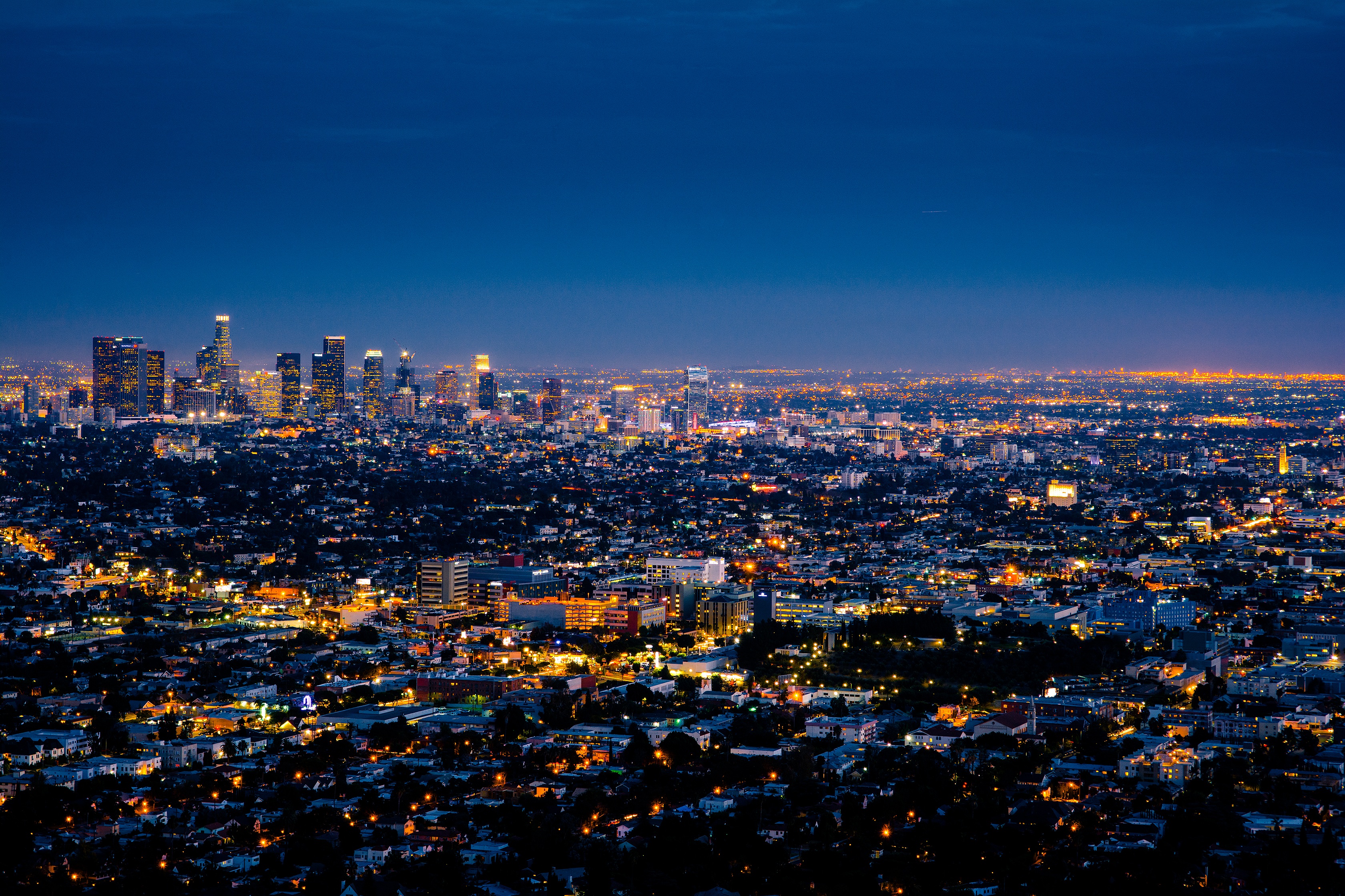 Los Angeles City USA Cityscape Horizon Night Building Skyscraper 3360x2240