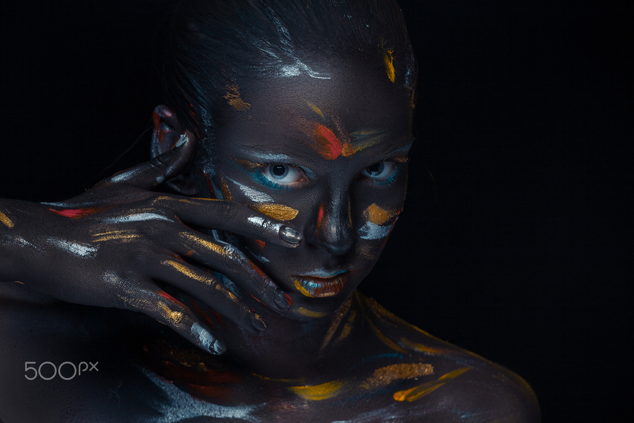 Body Paint Face Colorful Women Model Volodymyr Melnyk 2048x1365