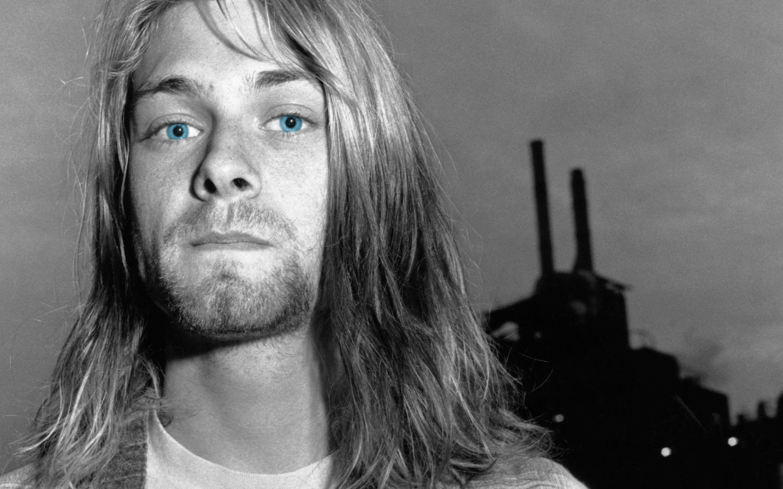 Kurt Cobain Musician Blue Eyes Selective Coloring Men Nirvana 2560x1600