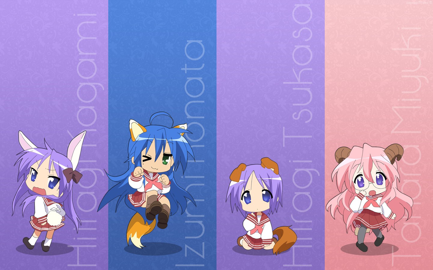 Lucky Star Izumi Konata Hiiragi Tsukasa Hiiragi Kagami Takara Miyuki 1440x900