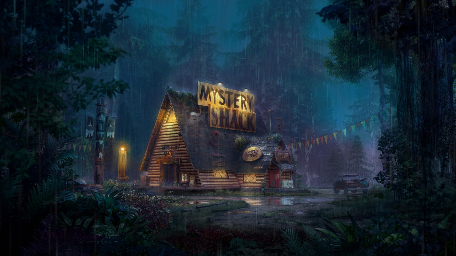 Gravity Falls Mystery Cartoon TV Forest 1920x1080