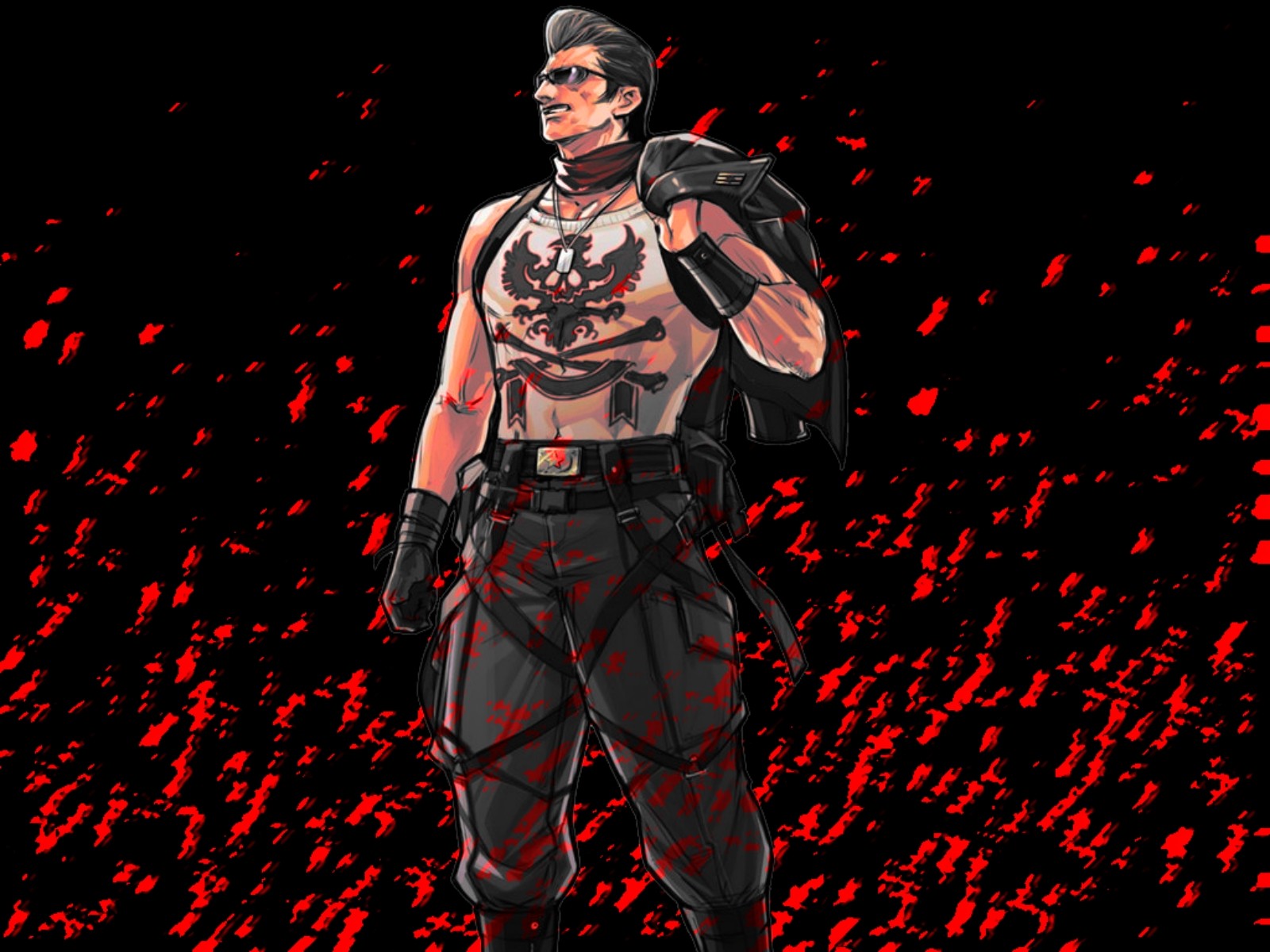 Video Games Men Black Background Simple Background Shades Advance Wars Red 1600x1200
