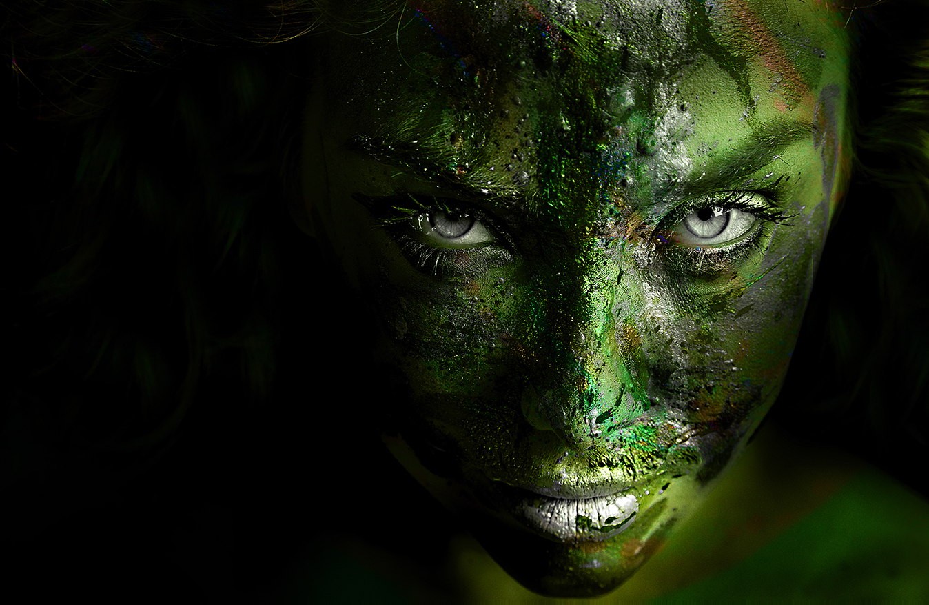 Green Photography Fantasy Girl Women Face Green Skin 1348x877