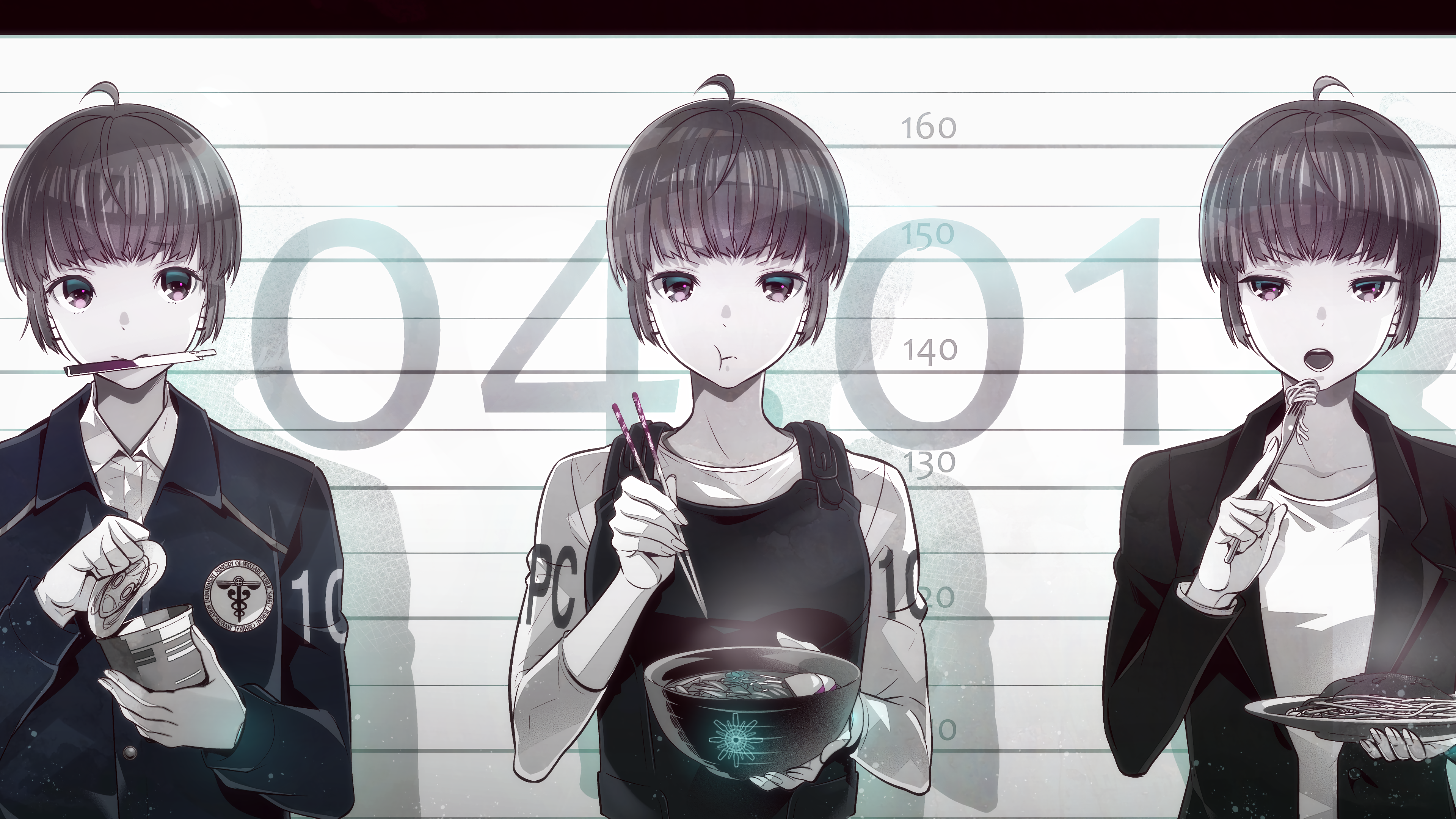 Akane Tsunemori Psycho Pass Short Hair Girl Food Ramen 3840x2160