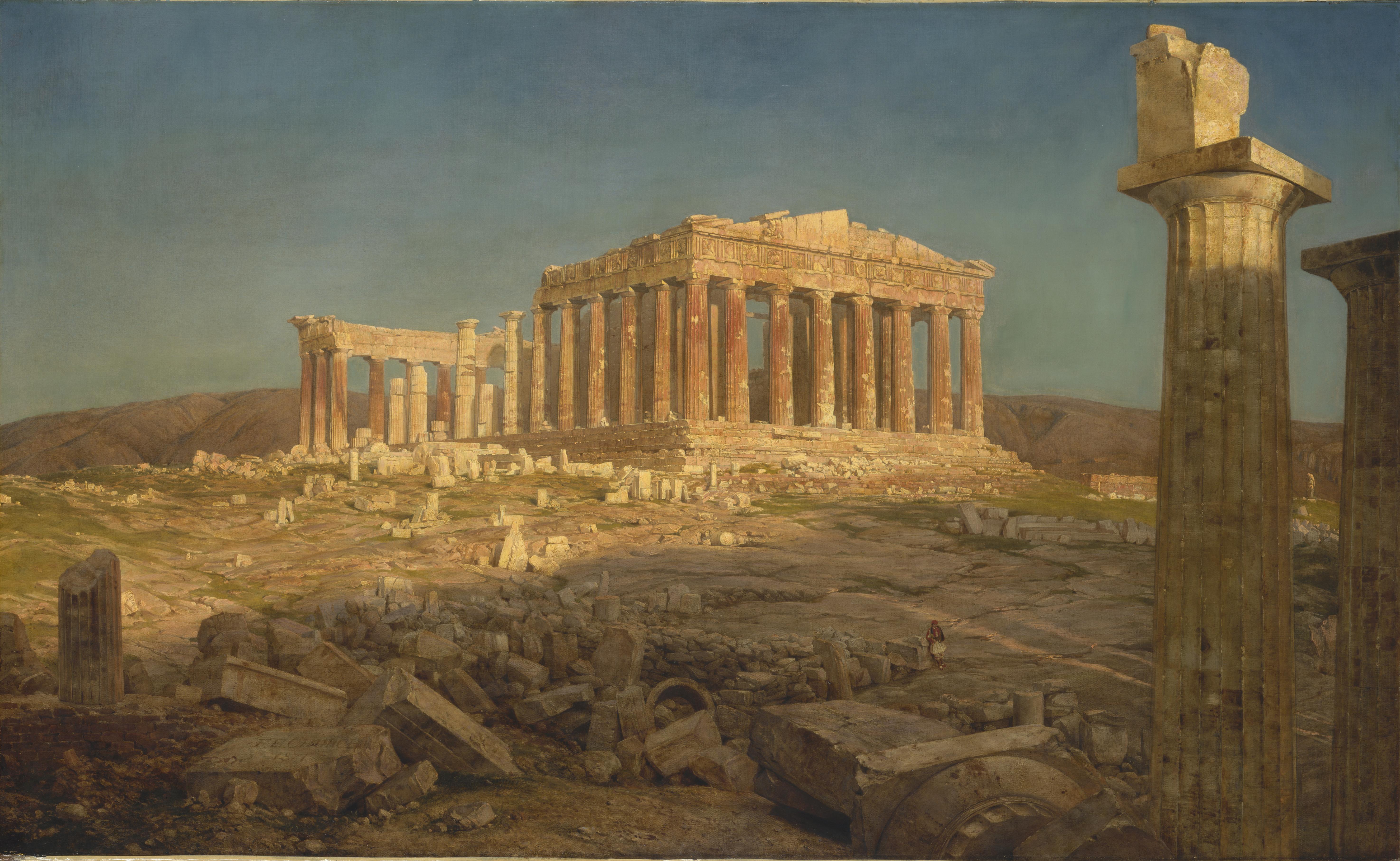 Painting Ruins Parthenon Ancient Greek Frederic Edwin Church Artwork 5898x3627