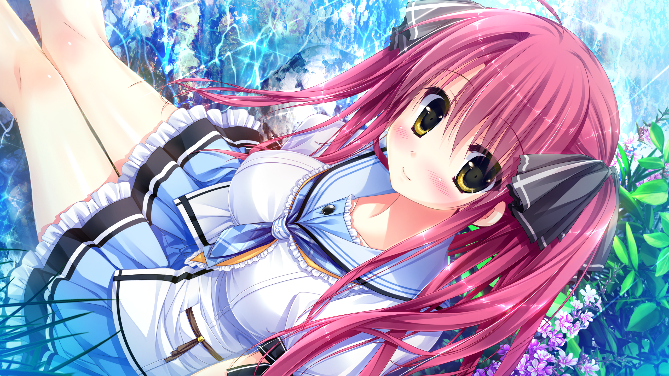 Hotaruzuka Arika Koko Kara Natsu No Innocence Anime Girl Long Hair Pink Hair School Uniform Blush Tw 2560x1440