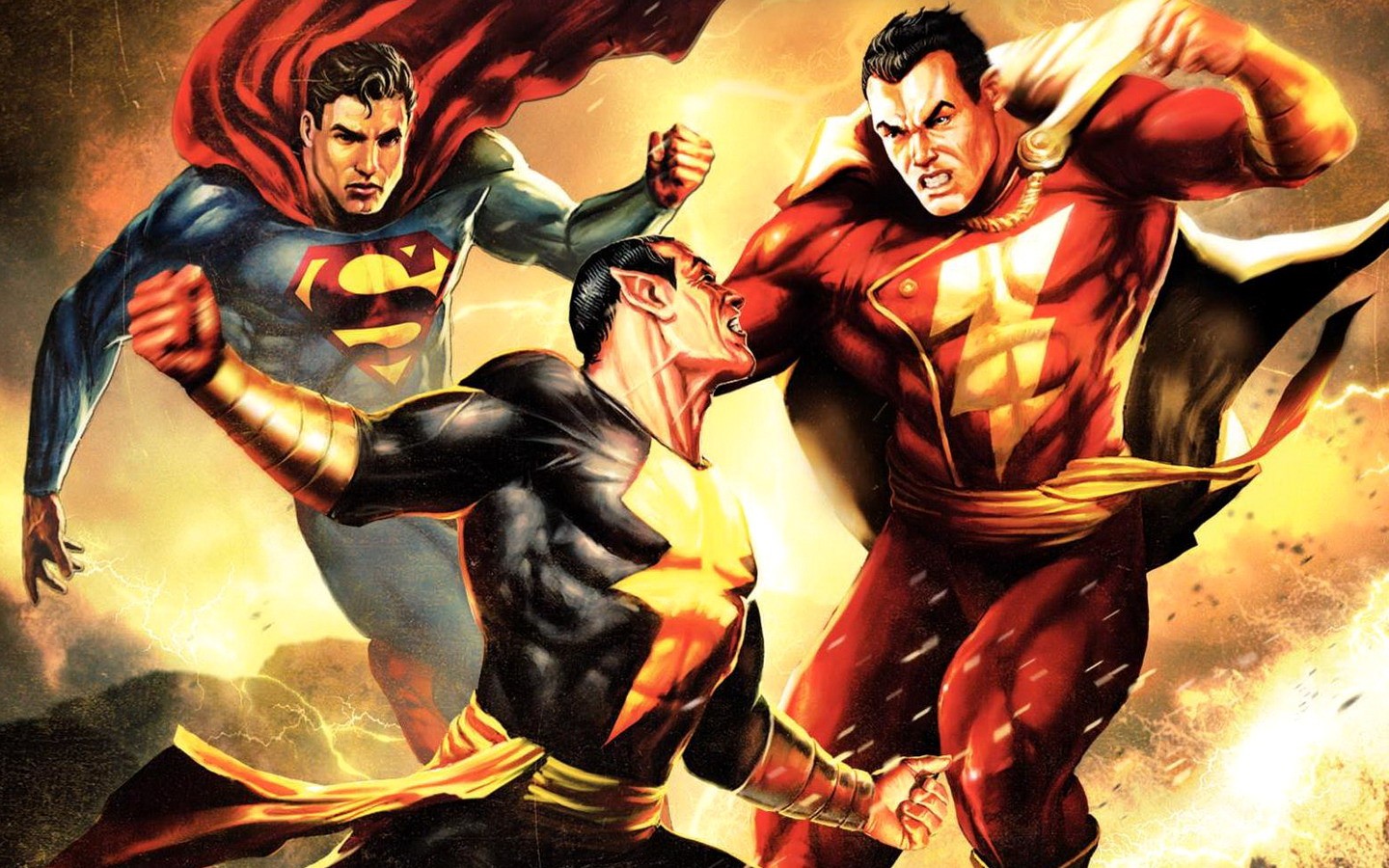 Superhero Superman Black Adam Shazam DC Comics Artwork 1440x900
