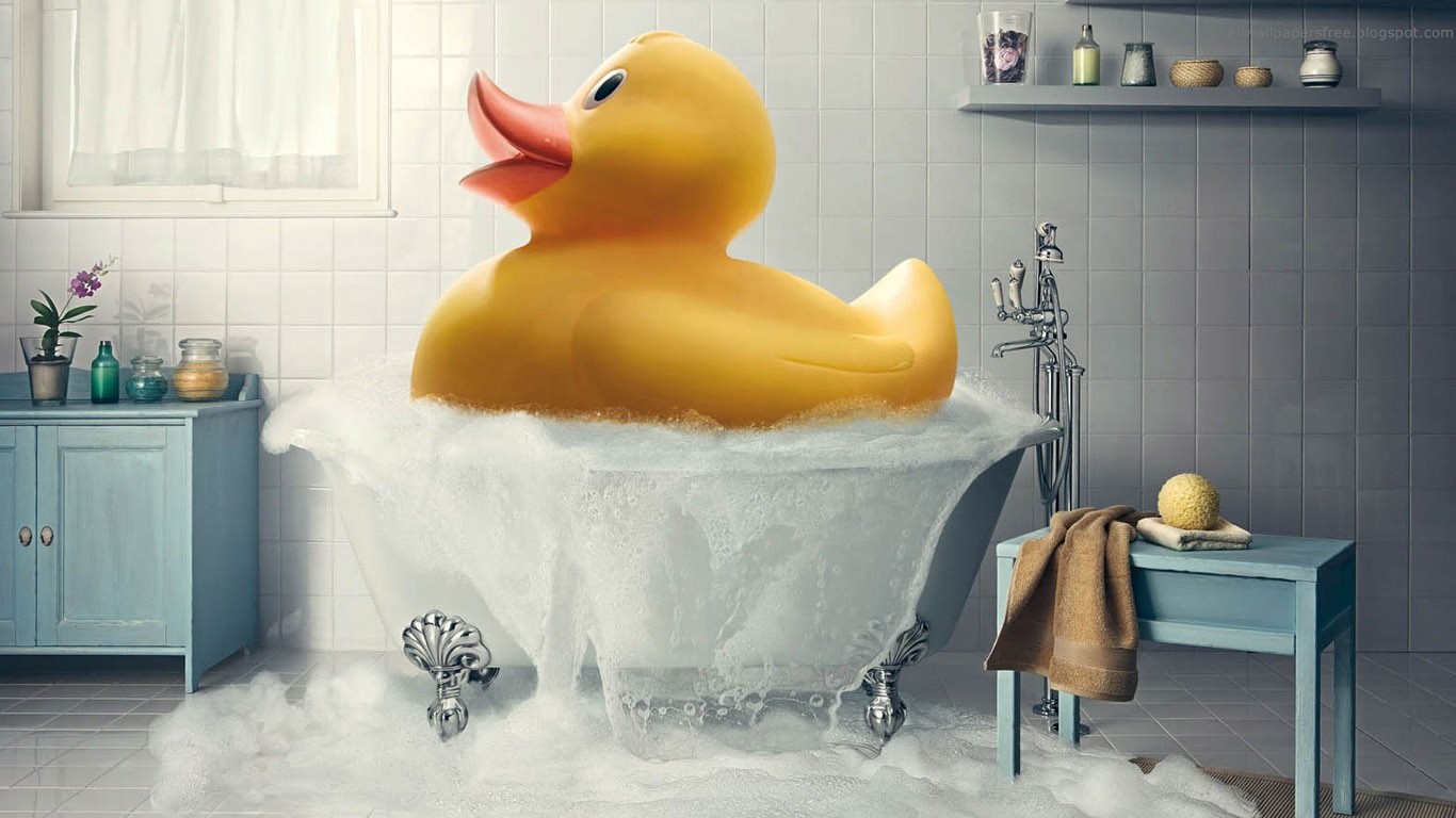 Artwork Rubber Ducks Bathroom Bathtub 1366x768
