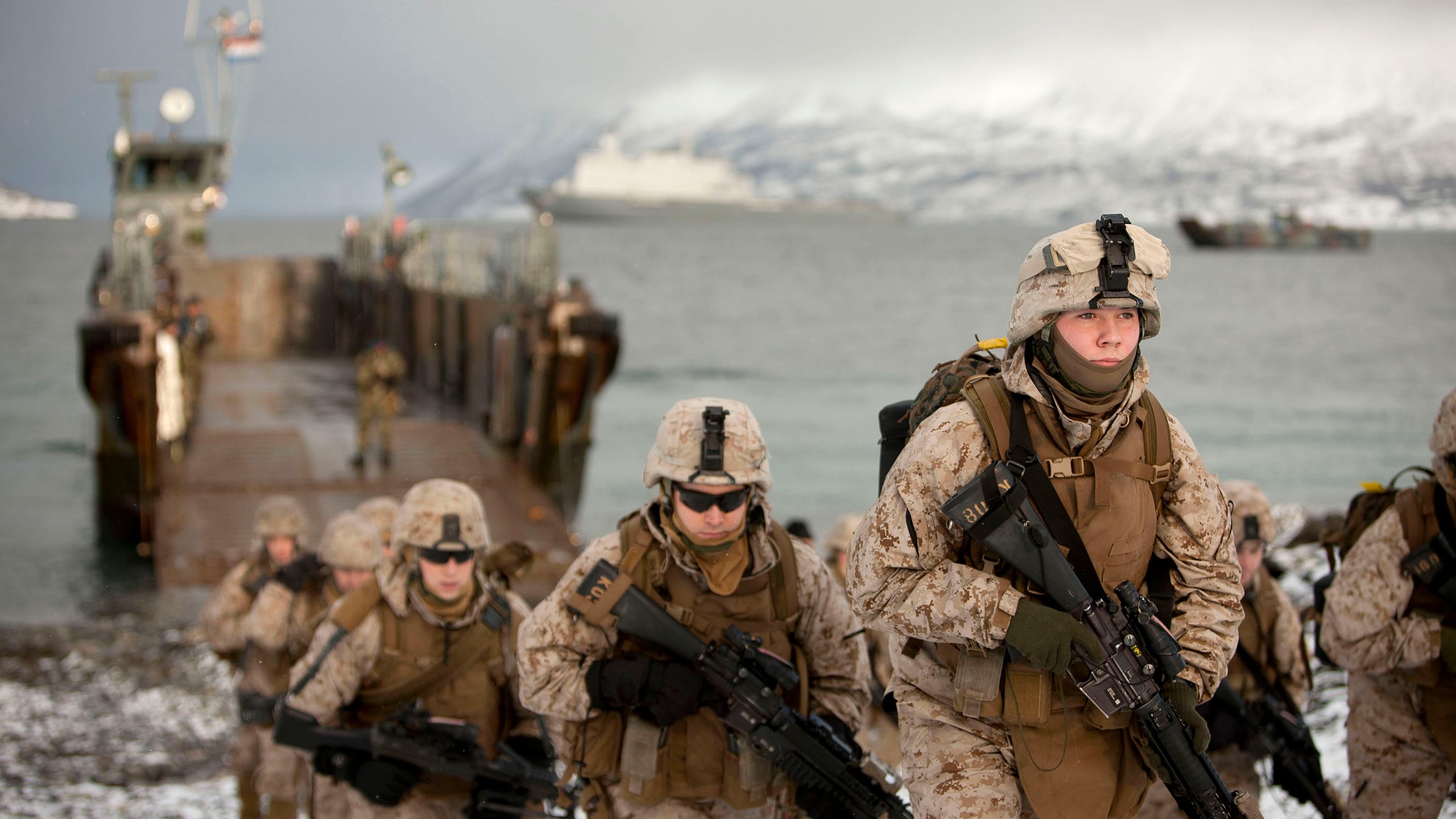 Military Soldier Norway United States Army Beach USMC 2560x1440