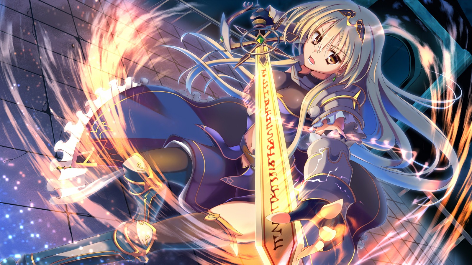 Sword Anime Girls Armor Original Characters Blonde Kore Wa Zombie Desu Ka Eucliwood Hellscythe 1600x900