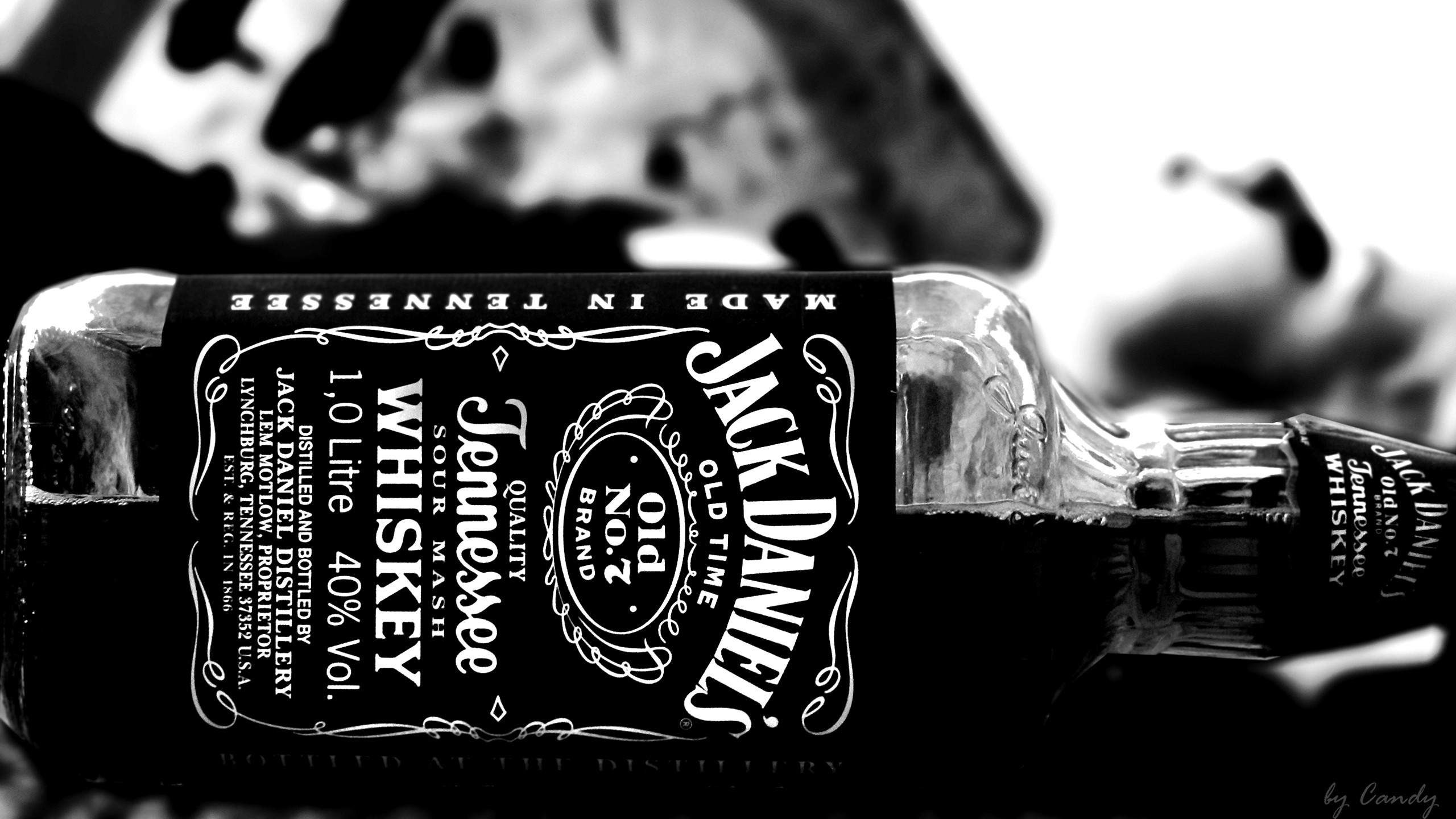Jack Daniels Black Whiskey Monochrome Alcohol 2560x1440