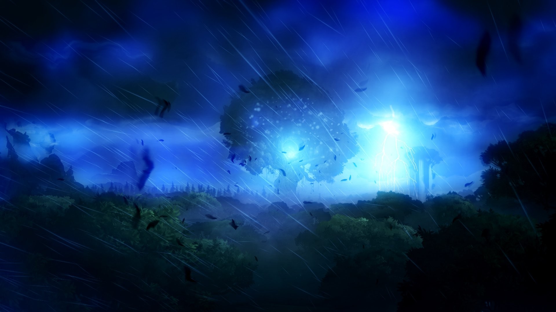 Ori And The Blind Forest Forest Trees Spirits Landscape Lights Storm Nature 1920x1080