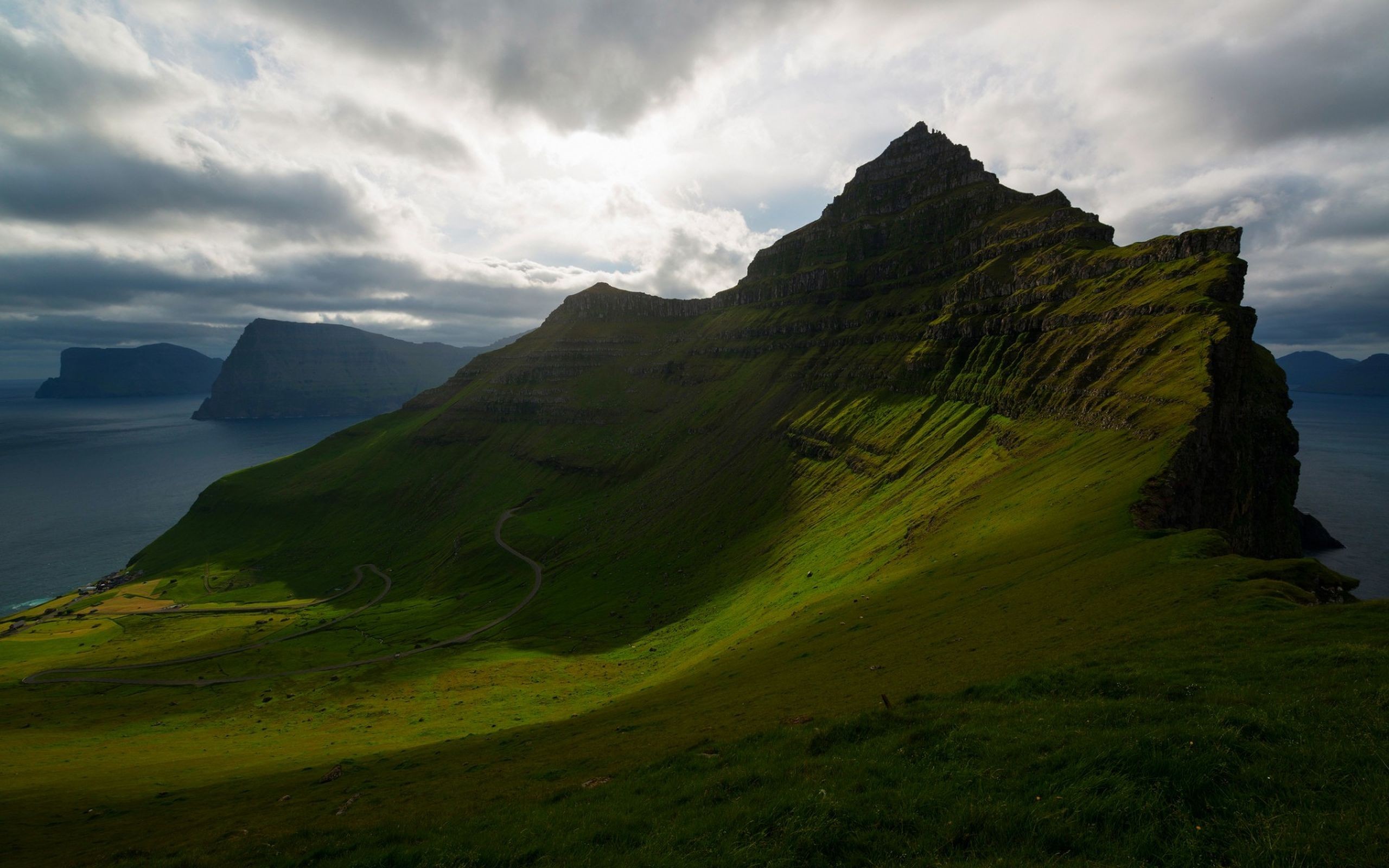 Mountains Landscape Nature Island Faroe Islands Sea 2560x1600