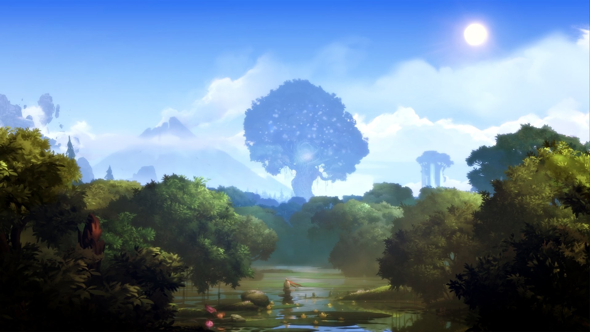 Ori And The Blind Forest Forest Trees Spirits Landscape Lights Nature 1918x1080