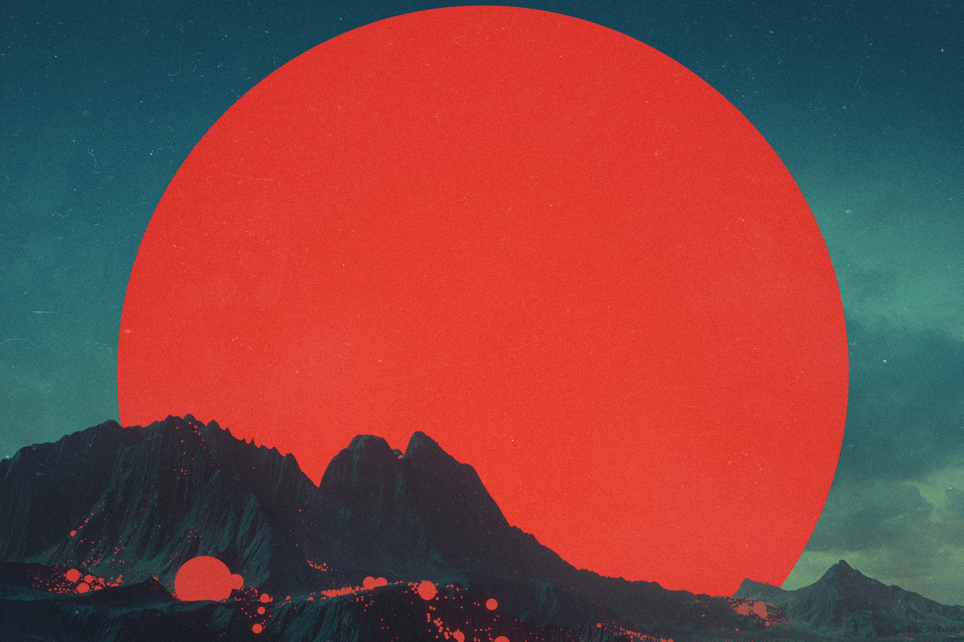 Sun Artwork Mountains Digital Art Synthwave Red Sun 1920x1280