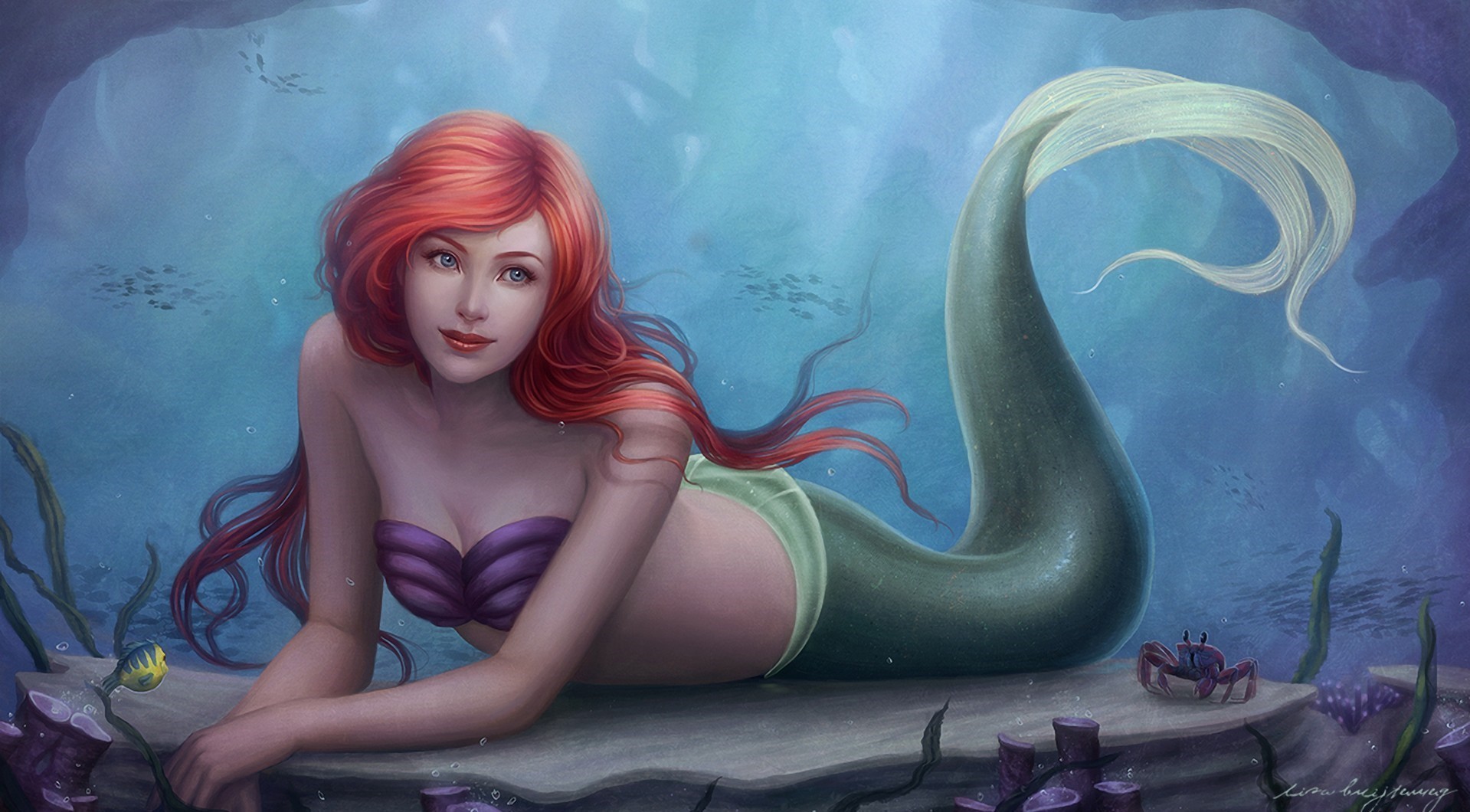 Fantasy Art Soft Shading The Little Mermaid 1919x1060