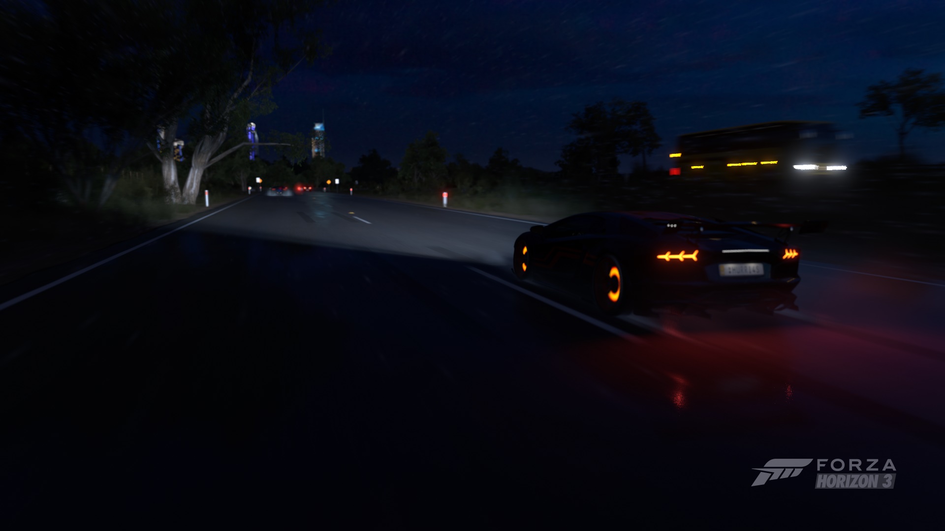 Night Rain Forza Horizon 3 Lamborghini Forza Horizon Video Games Brake Glow 1920x1080