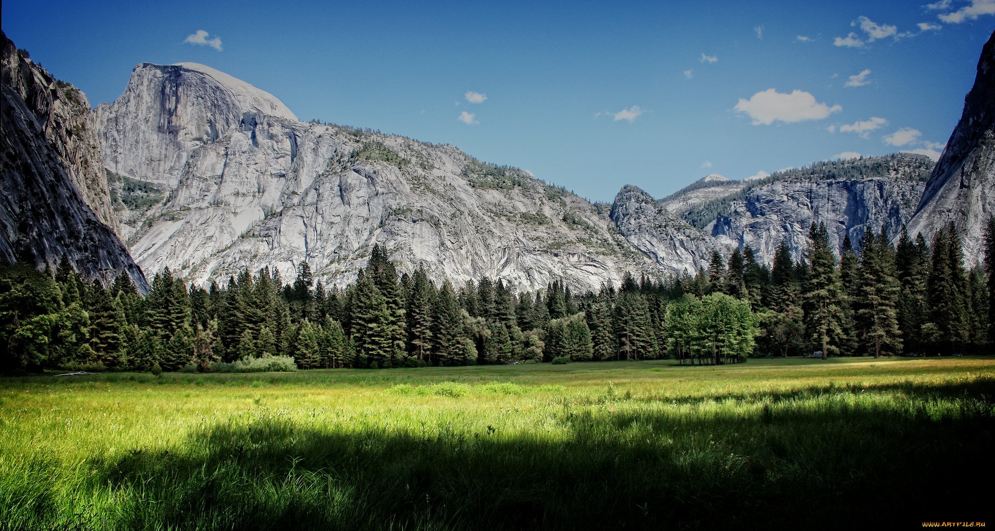 Nature Mountains Trees Yosemite National Park Half Dome 2048x1094