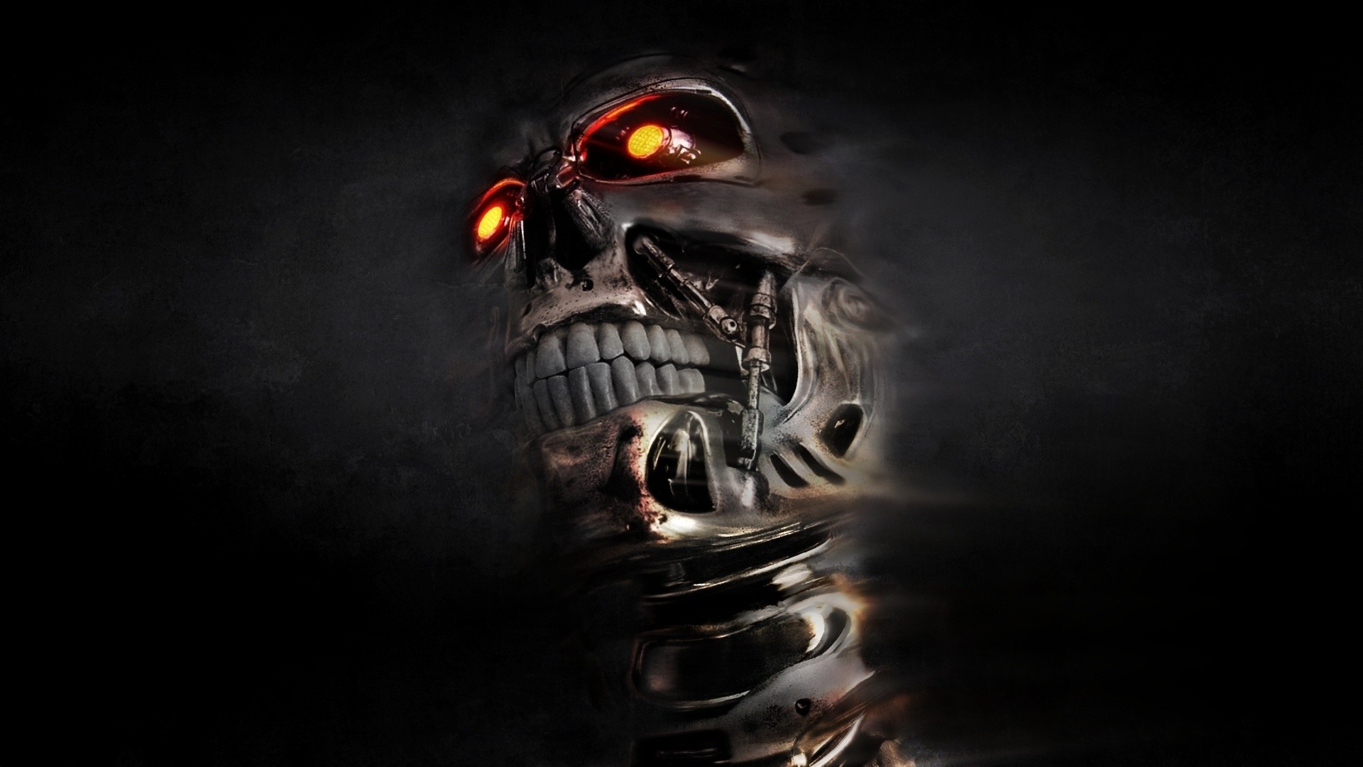 T 800 Terminator Skull Endoskeleton Terminator Digital Art Cyborg Endoskeleton Movies Machine Machin 1920x1080