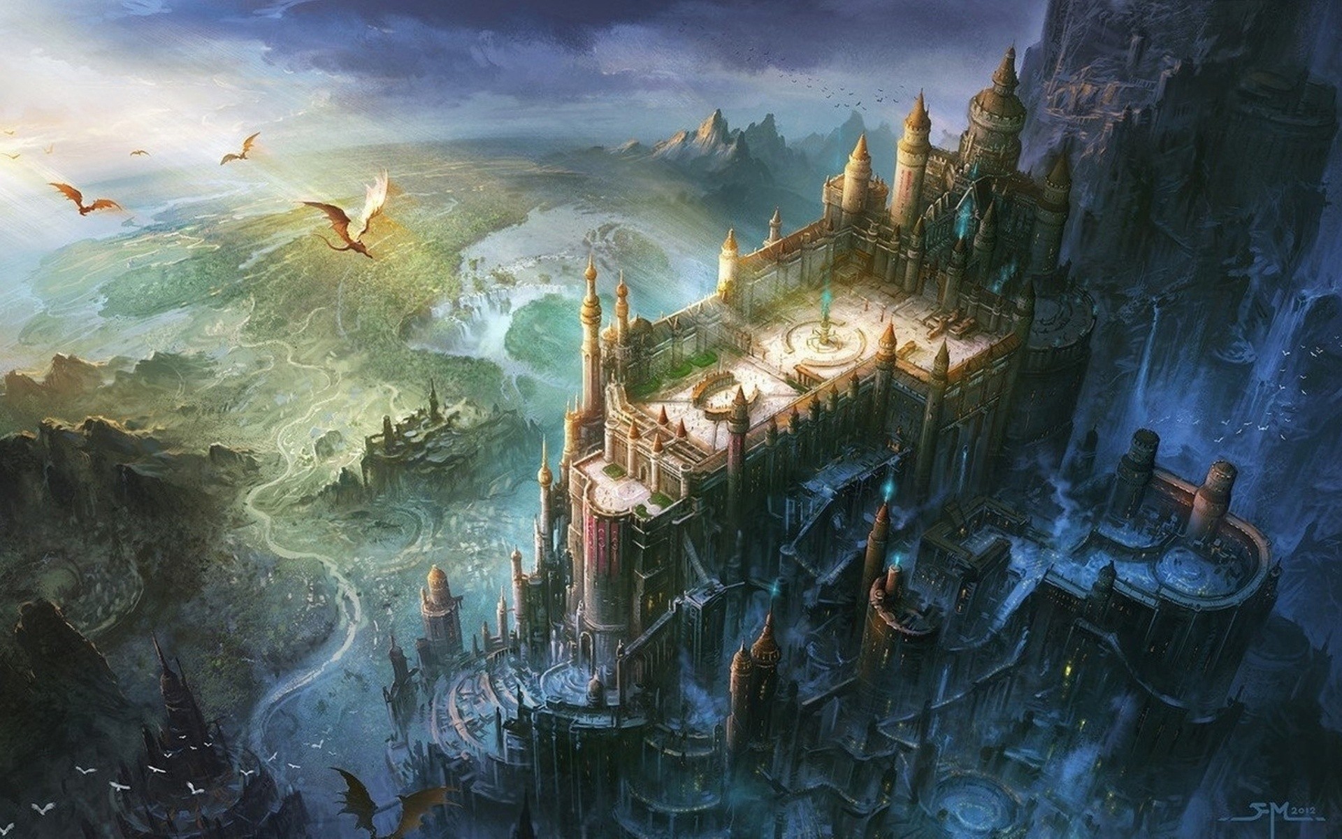 Castle Dragon Artwork Digital Art Minas Tirith The Lord Of The Rings 1920x1200