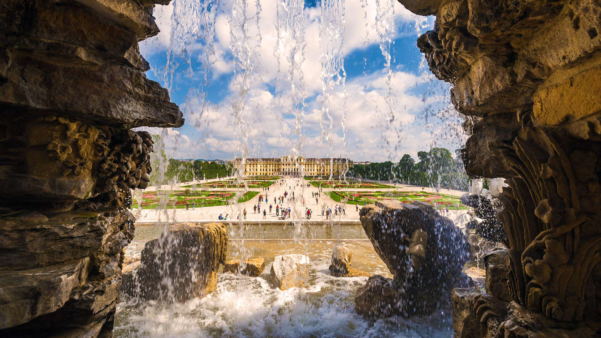 Schonbrunn Palace Vienna Austria Palace Garden Fountain 1920x1080