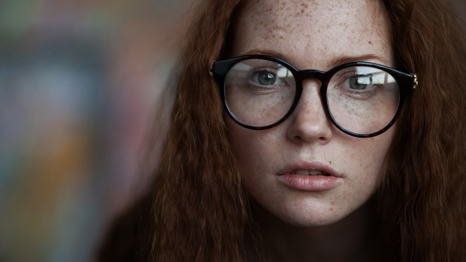 Women With Glasses Glasses Face Women Model Freckles Oksana Butovskaya 1920x1080