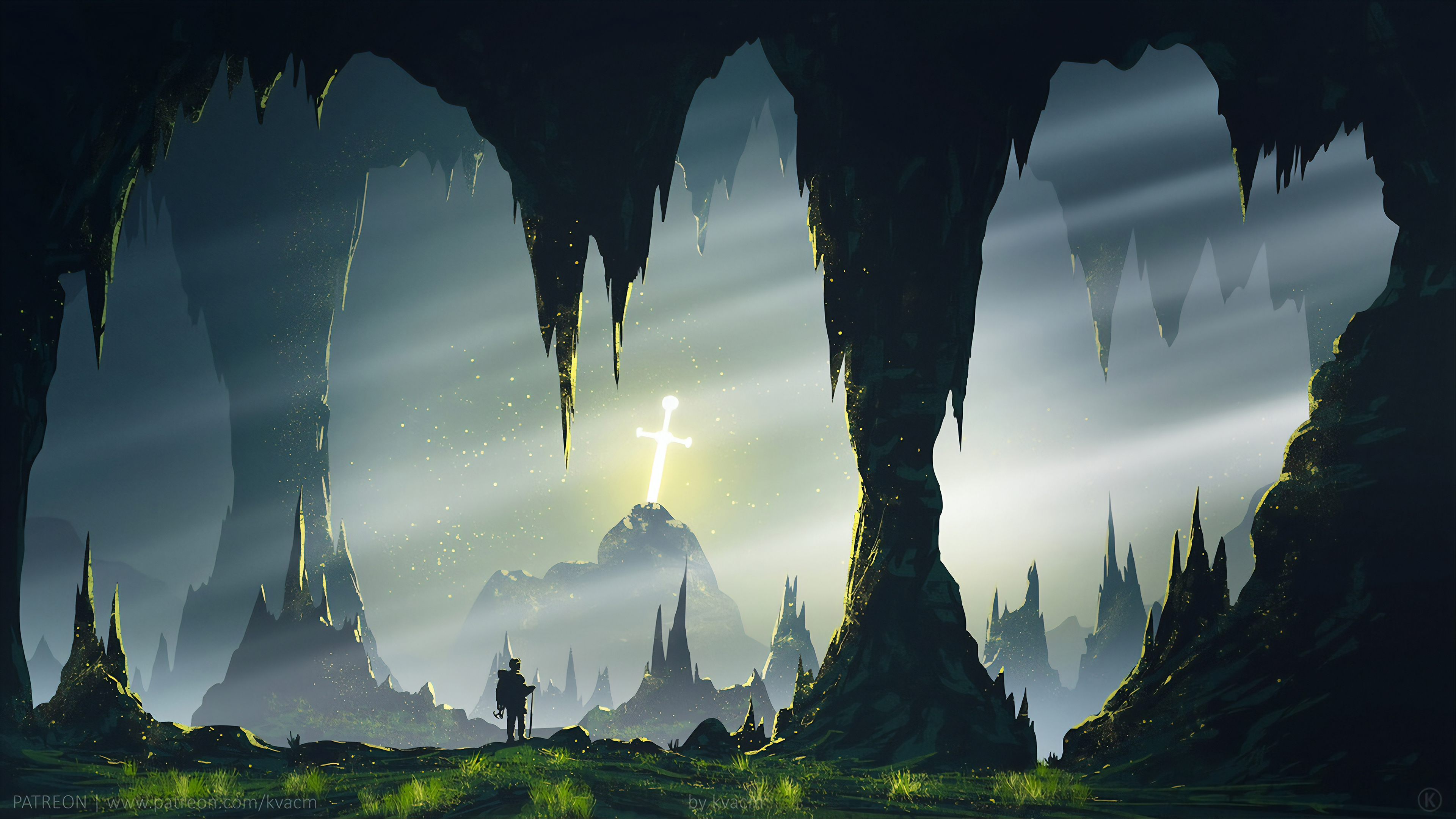 Digital Digital Art Artwork Illustration Drawing Digital Painting Fantasy Art Cave Nature Landscape  3840x2160