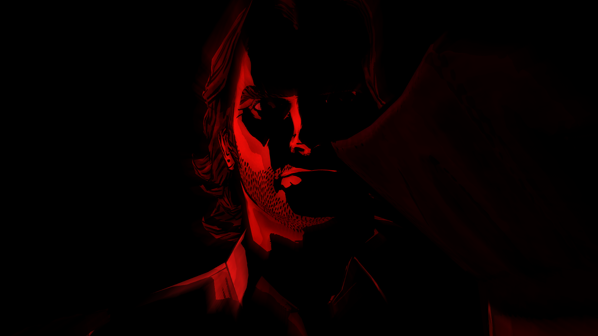 The Wolf Among Us Video Games Dark Men Red Face Video Game Art Black 1920x1080