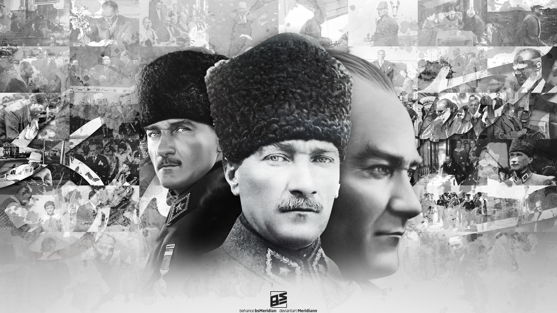 Mustafa Kemal Ataturk Mustafa Kemal Ataturk Monochrome Men Face 1920x1080