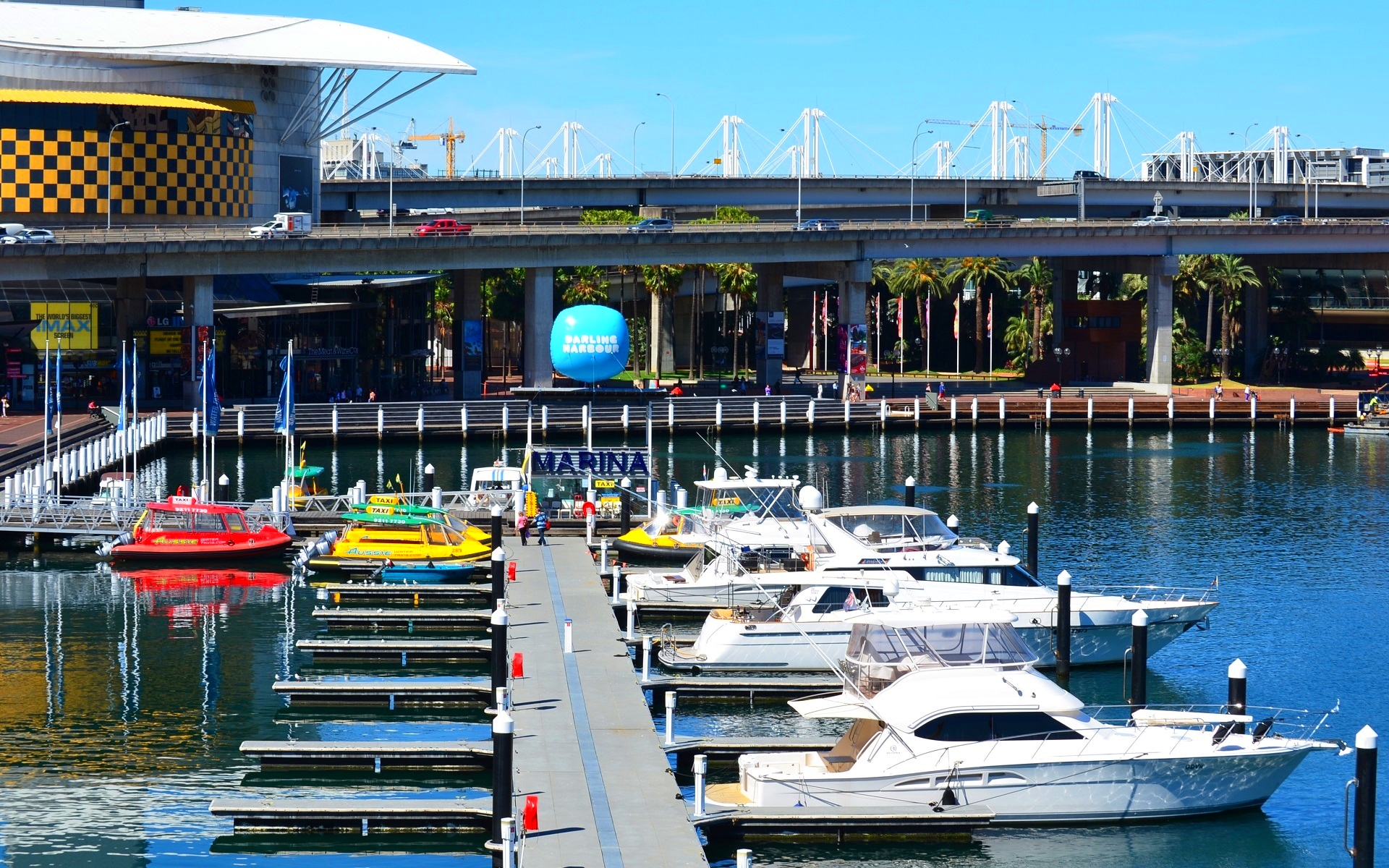 Boat Marina Sydney Darling Harbour Harbor Pier Australia Yacht Freeway Highway Taxi 1920x1200